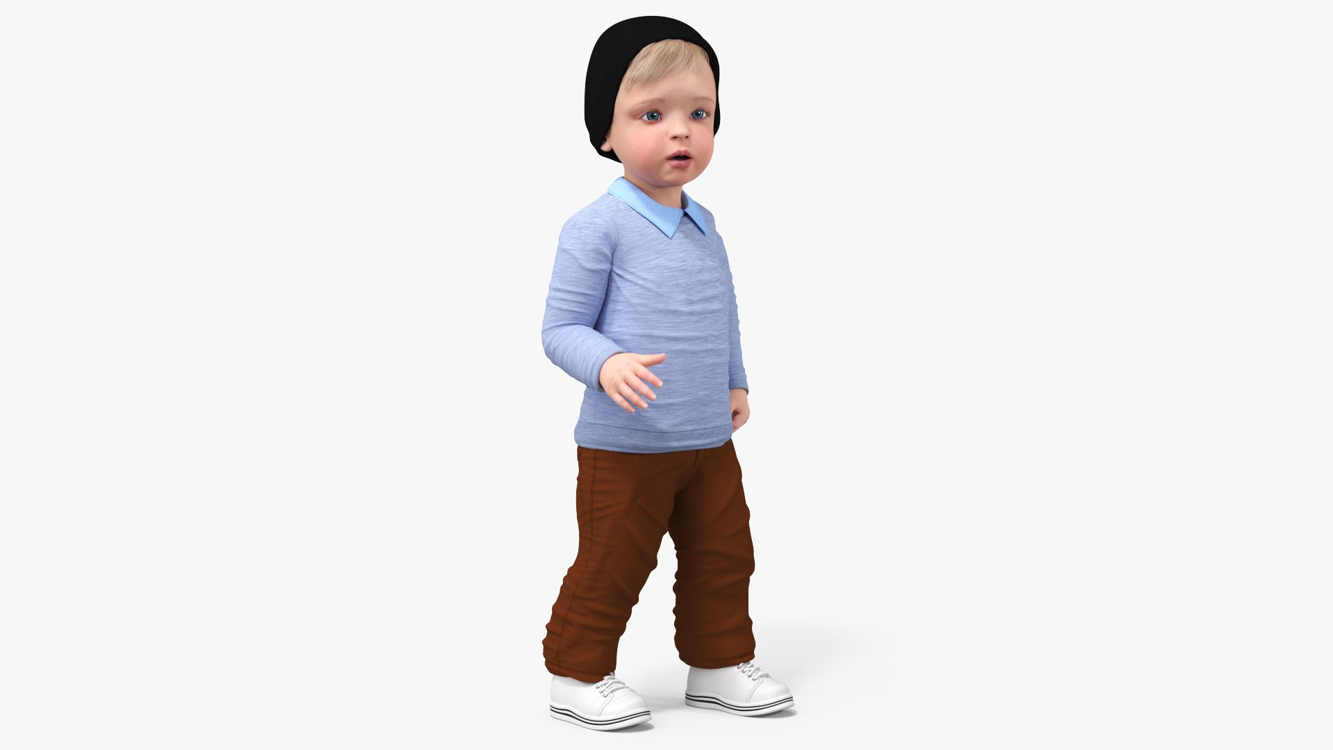 3D model Children Riding Carousel Fur Rigged