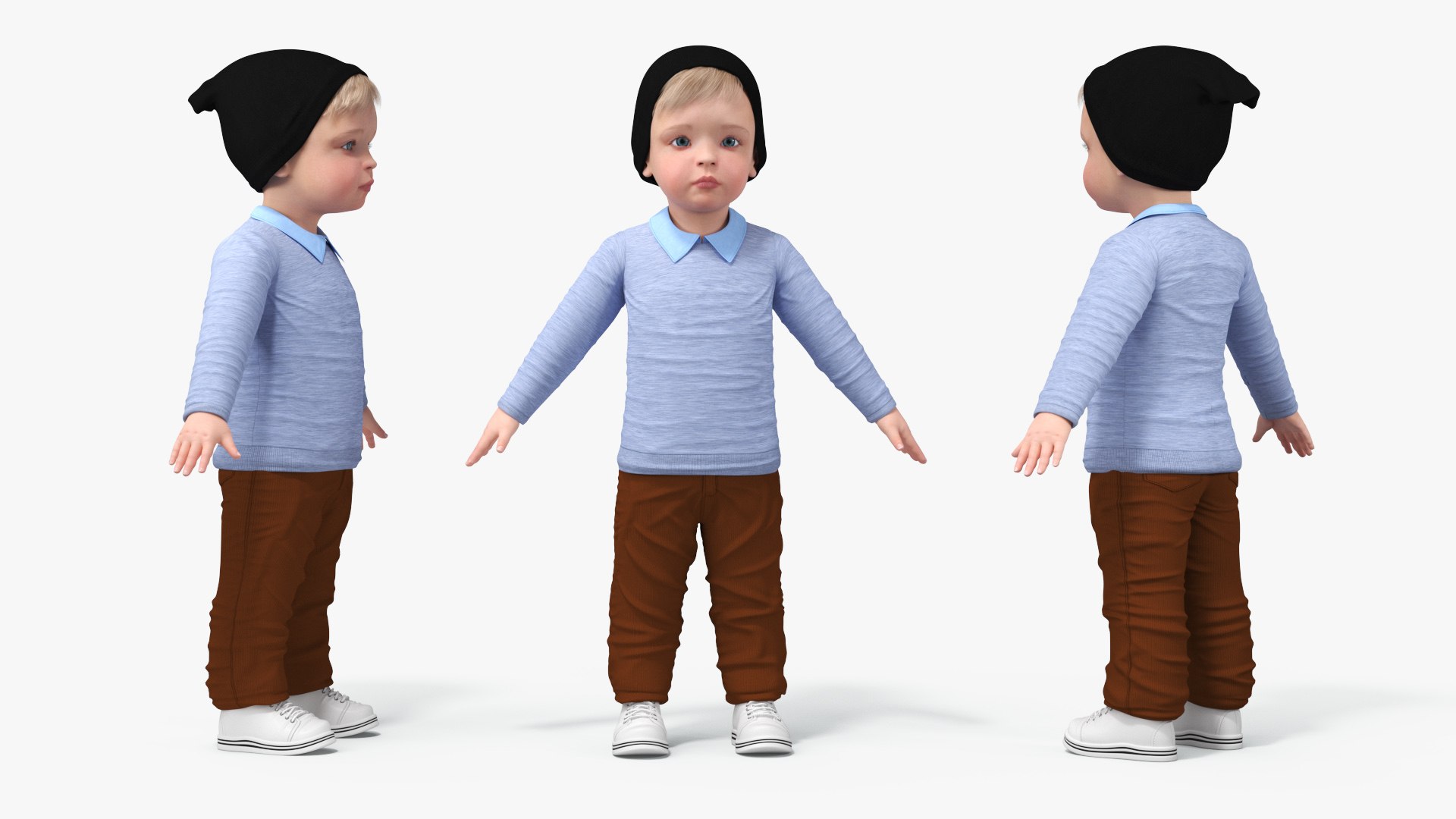 3D model Children Riding Carousel Fur Rigged