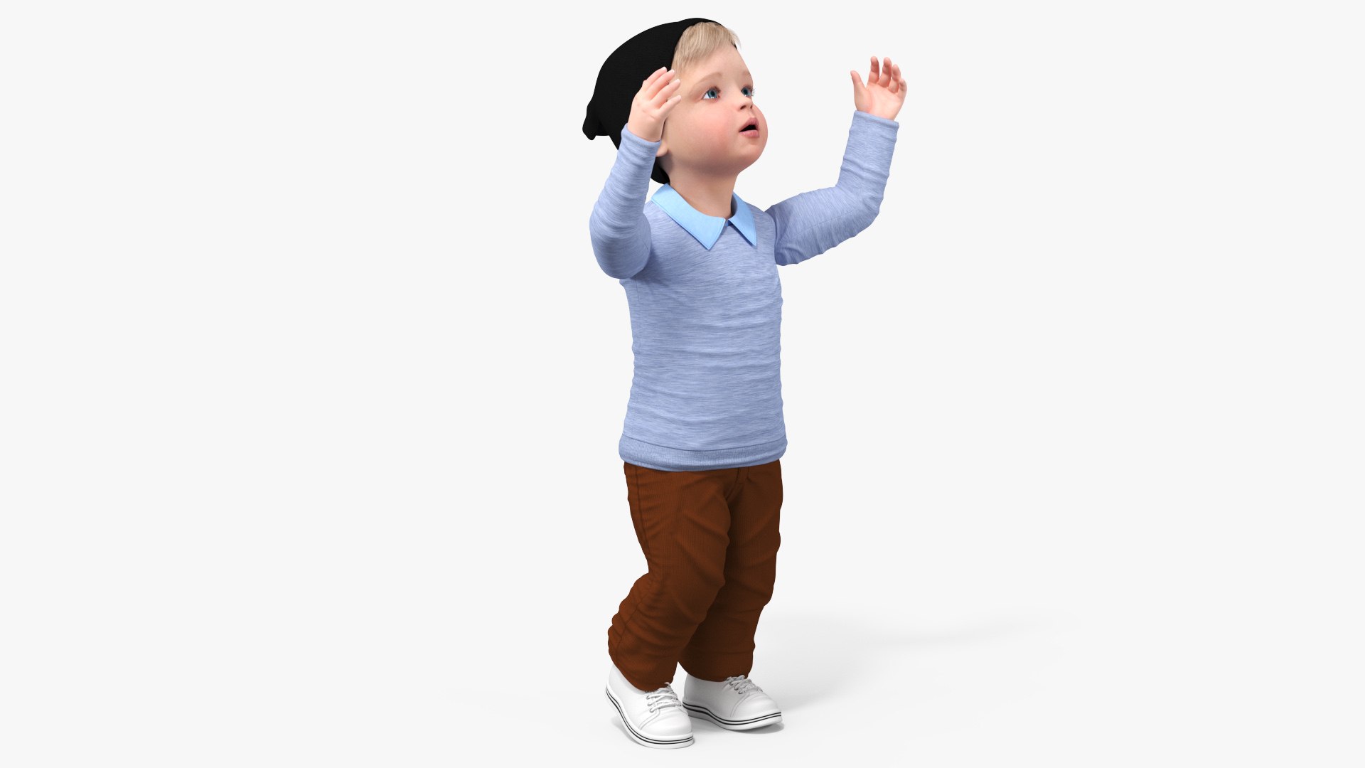 3D model Children Riding Carousel Fur Rigged