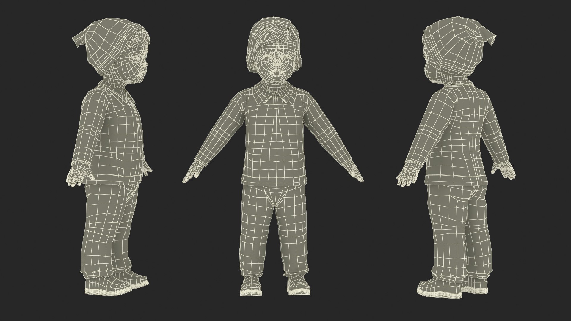 3D model Children Riding Carousel Fur Rigged