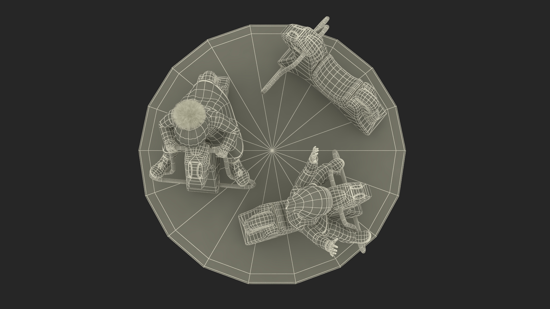 3D model Children Riding Carousel Fur Rigged