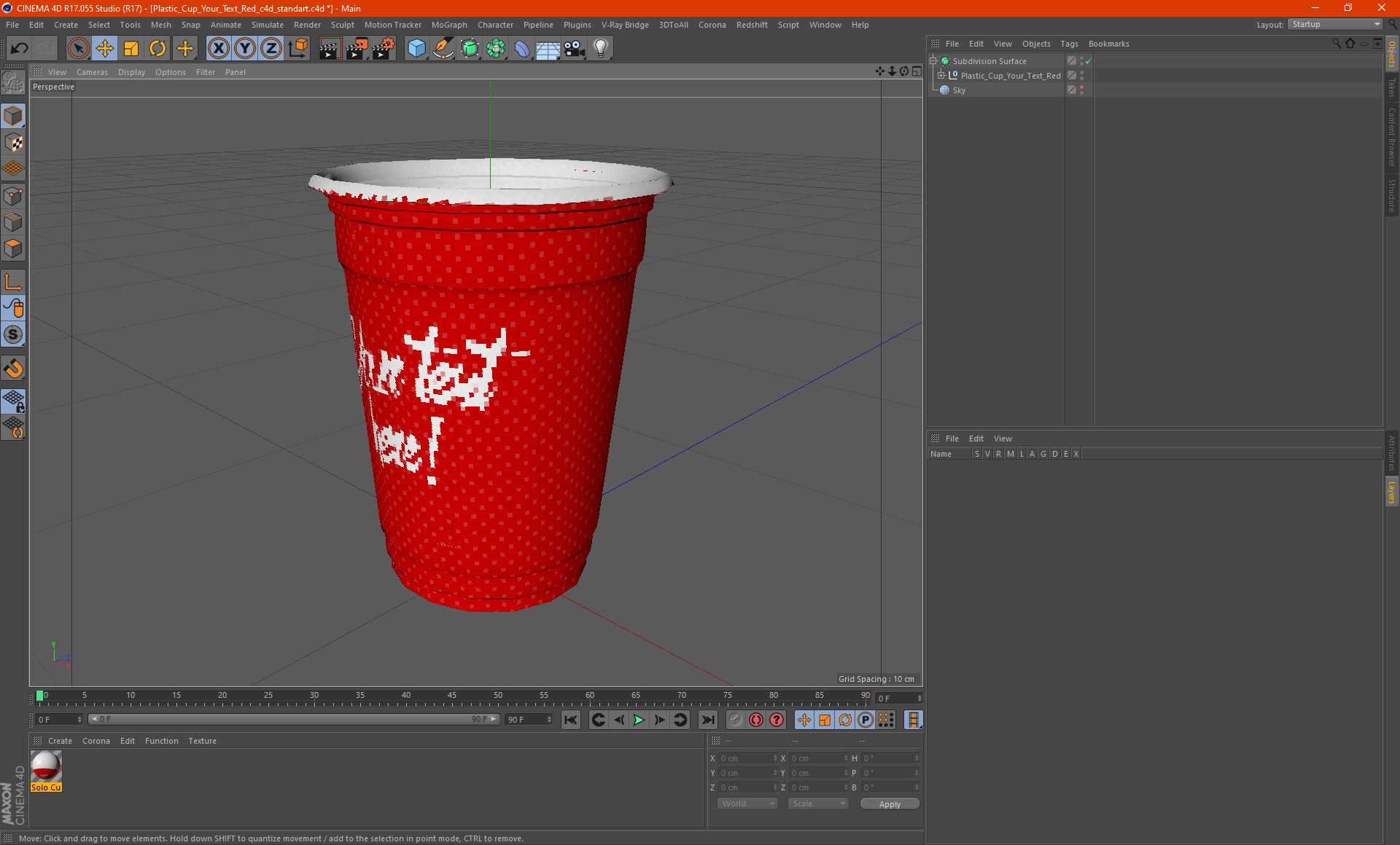 3D model Plastic Cup Your Text Red