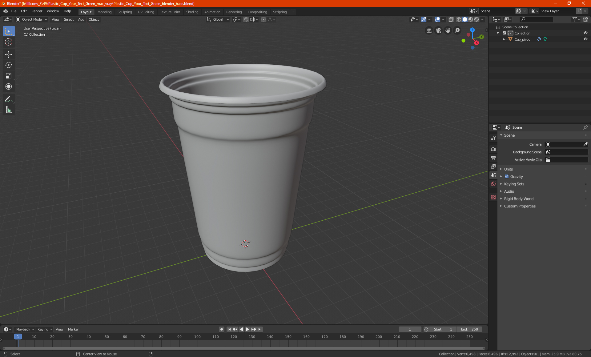 3D model Plastic Cup Your Text Red
