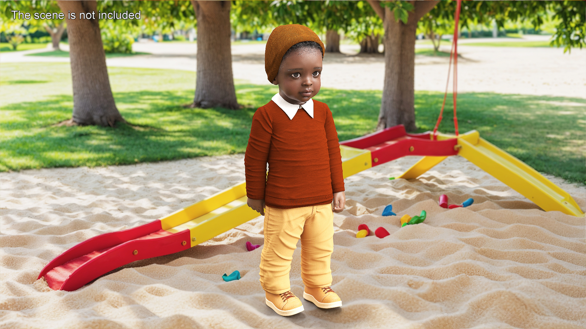 3D Black Toddler Boy Everyday Autumn Style Standing model