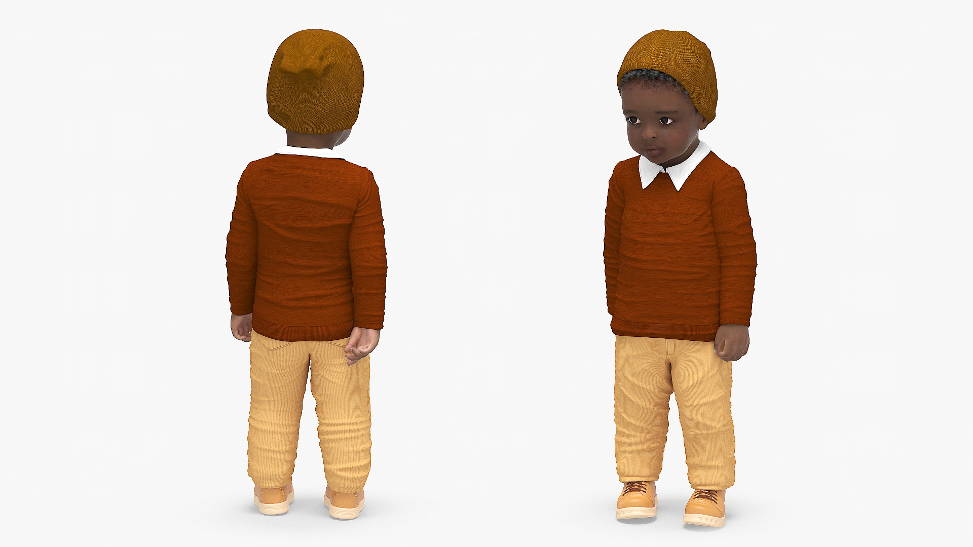 3D Black Toddler Boy Everyday Autumn Style Standing model
