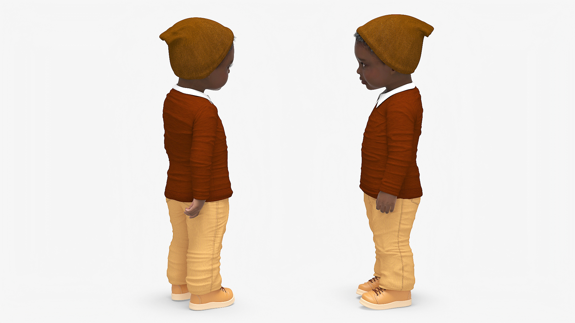 3D Black Toddler Boy Everyday Autumn Style Standing model