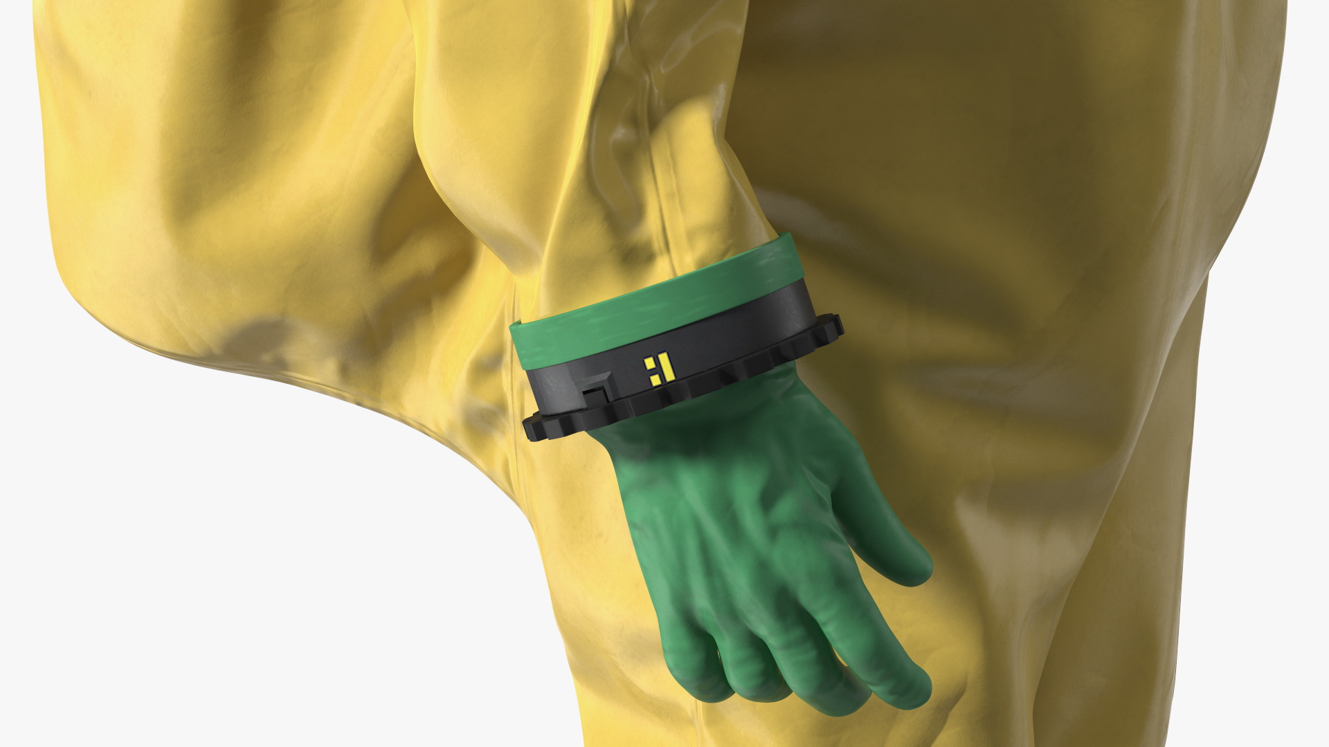 3D Heavy Duty Chemical Protective Suit Standing Pose Yellow