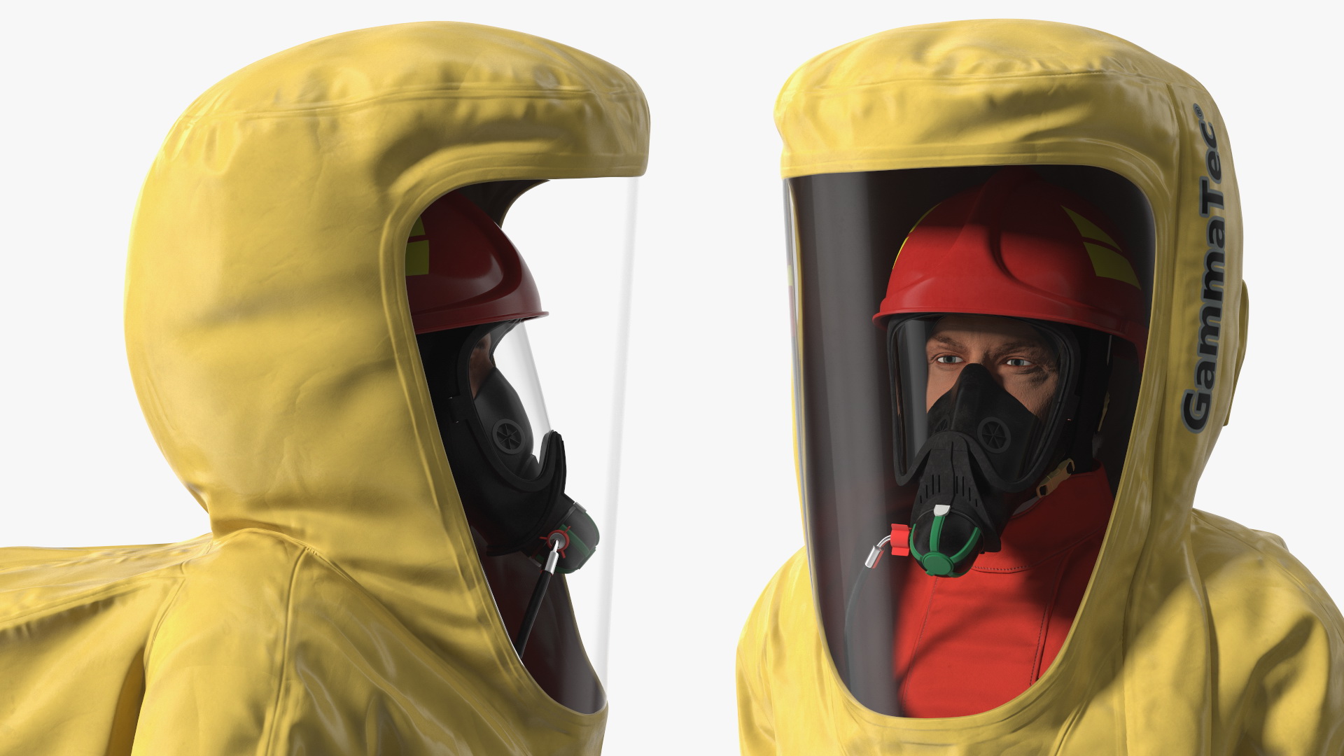 3D Heavy Duty Chemical Protective Suit Standing Pose Yellow