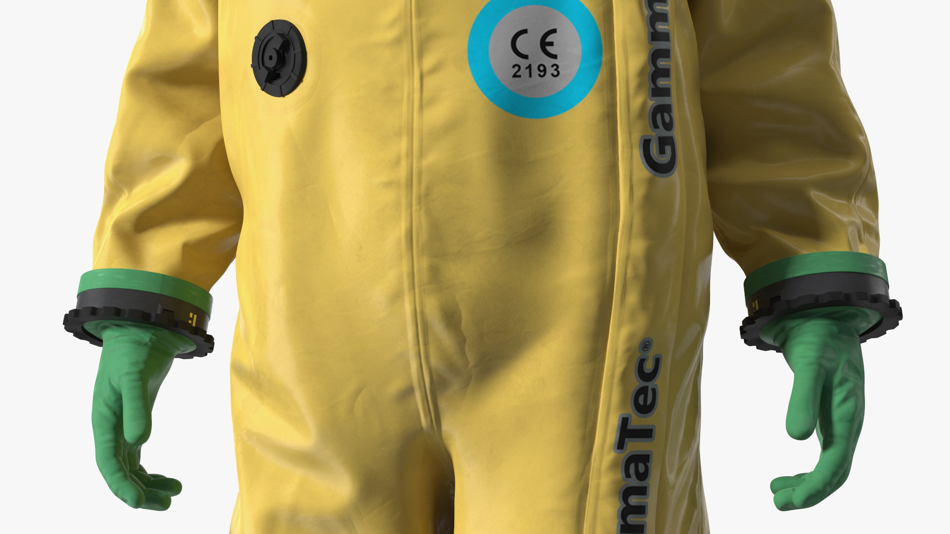3D Heavy Duty Chemical Protective Suit Standing Pose Yellow