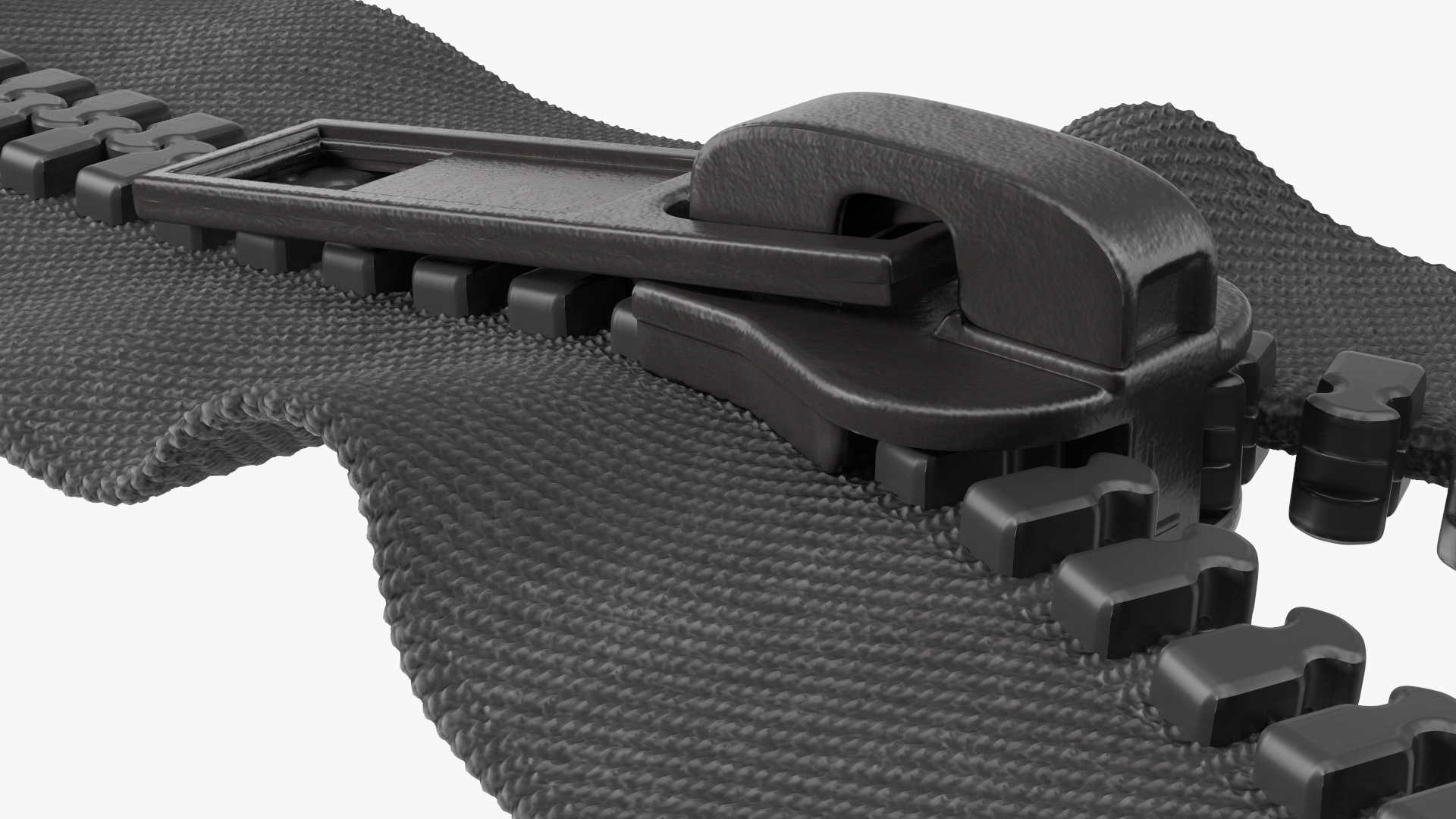 Two Way Zipper Opened Black 3D