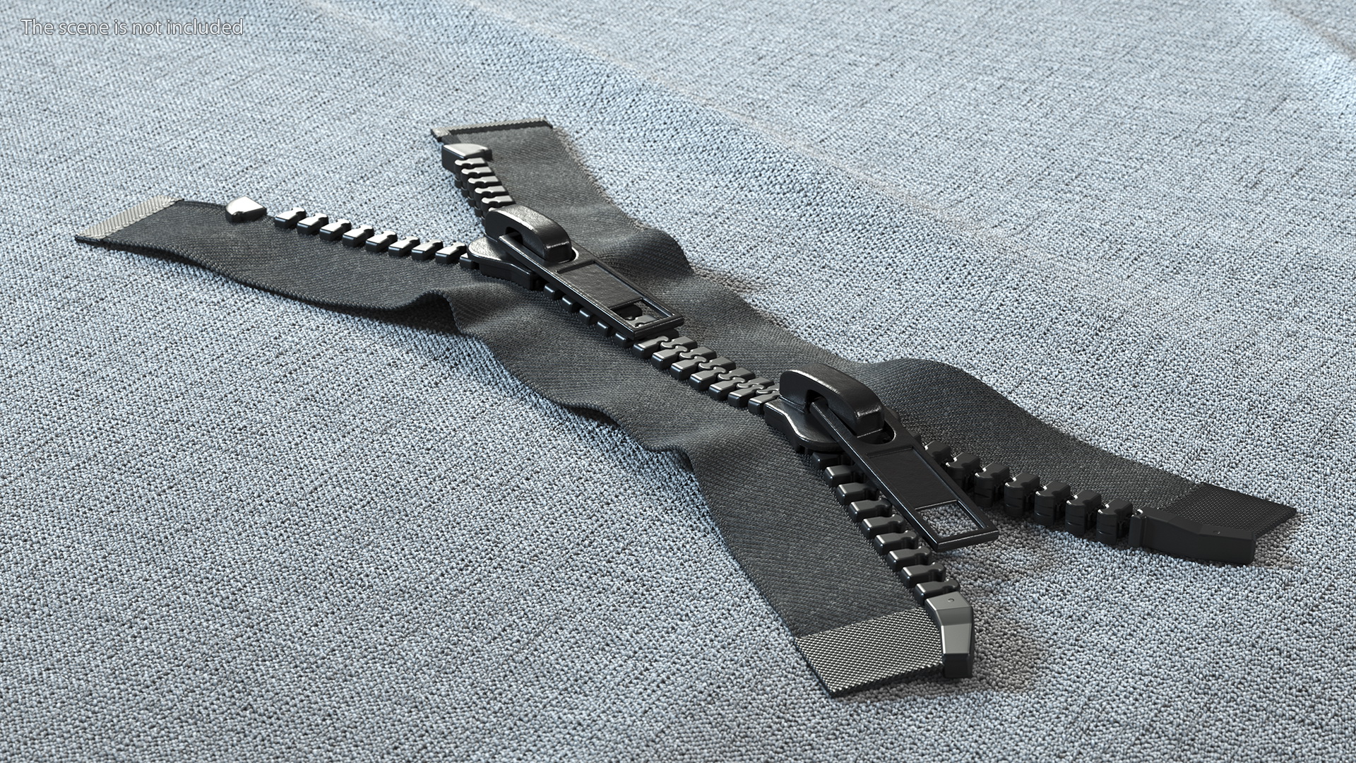 Two Way Zipper Opened Black 3D