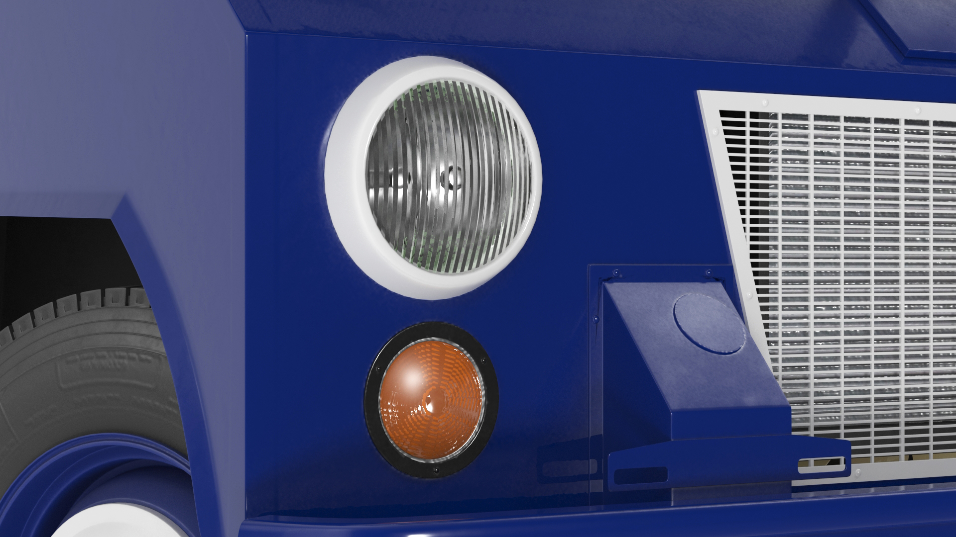 3D Vintage Van Blue Rigged model