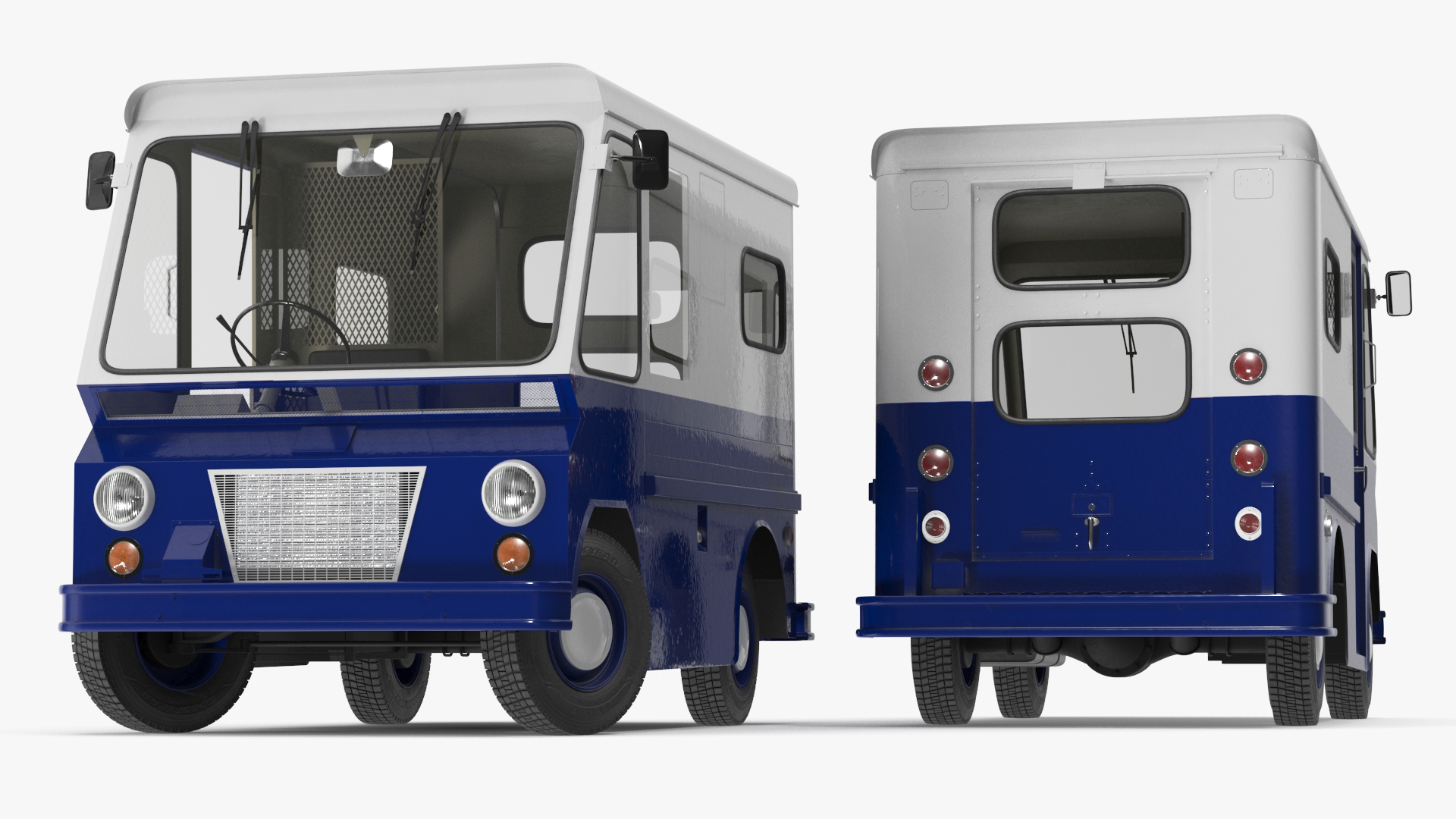 3D Vintage Van Blue Rigged model