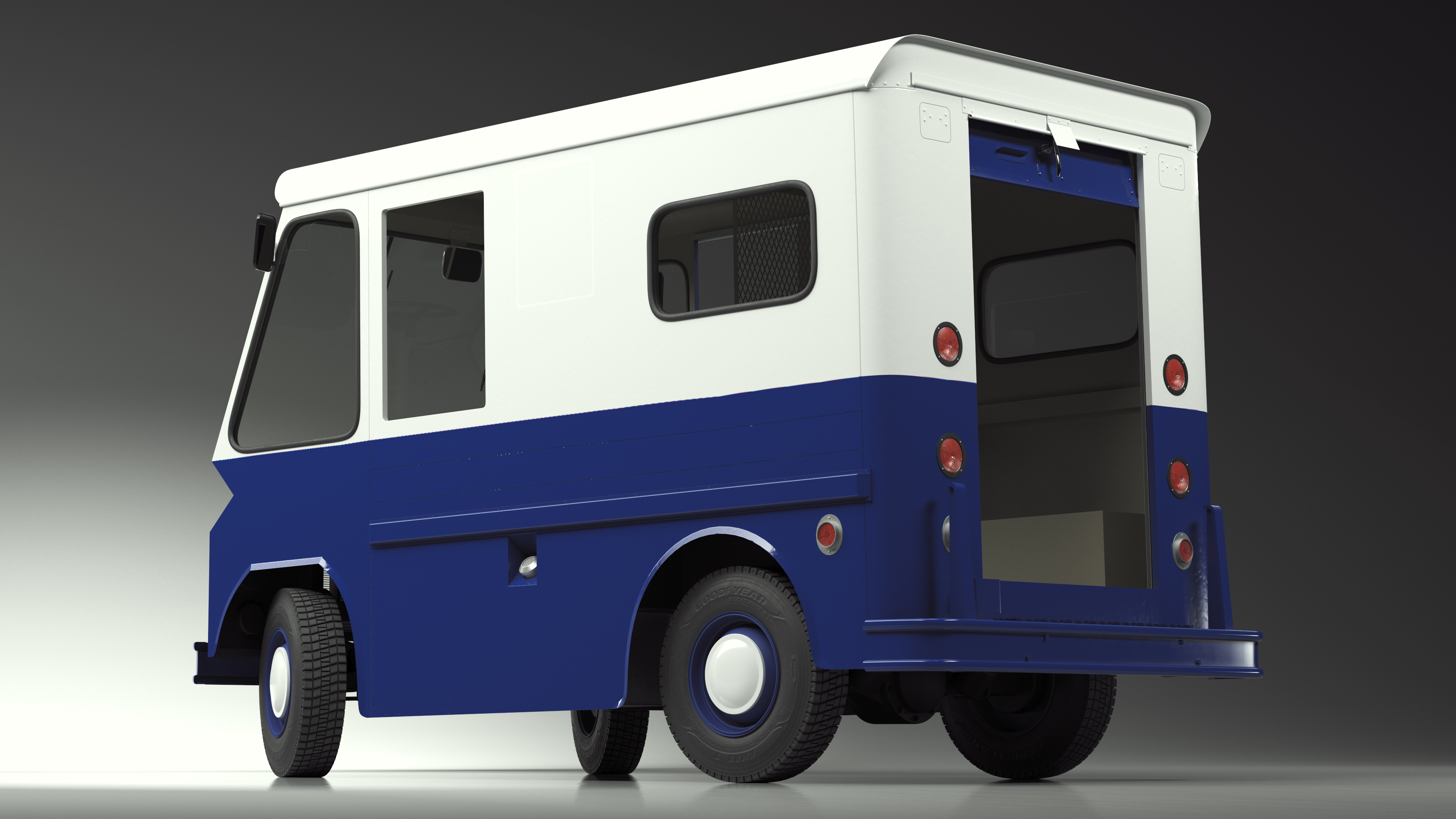 3D Vintage Van Blue Rigged model
