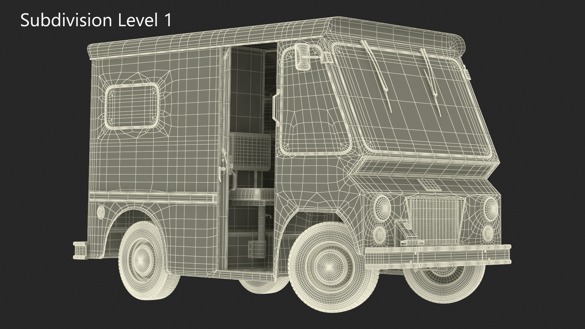 3D Vintage Van Blue Rigged model