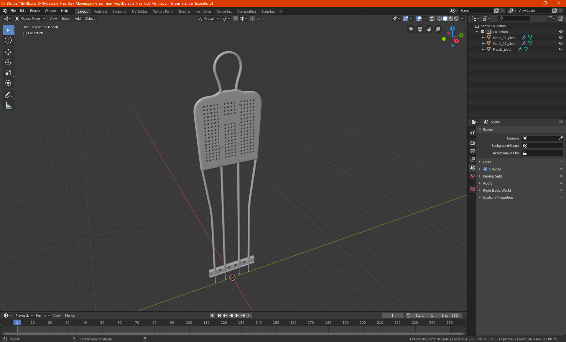 3D Durable Free Kick Mannequin Green model