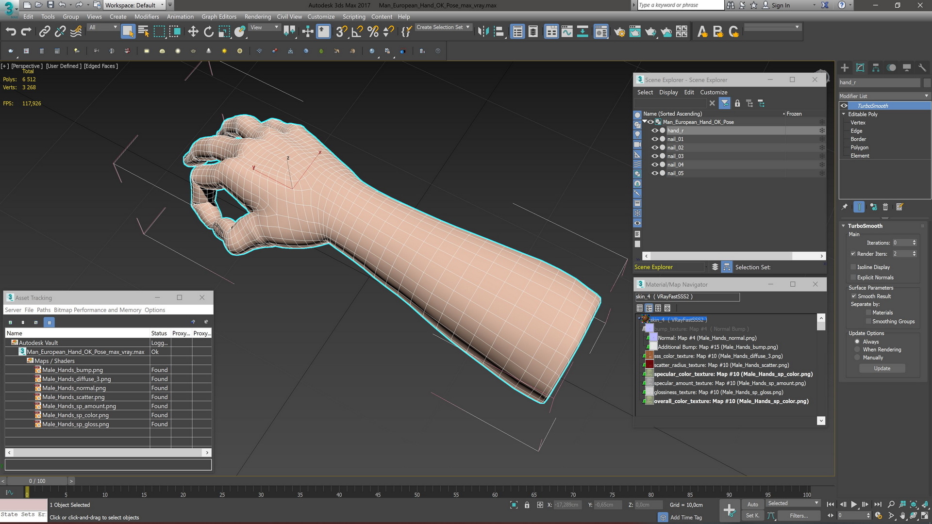 3D model Man European Hand OK Pose