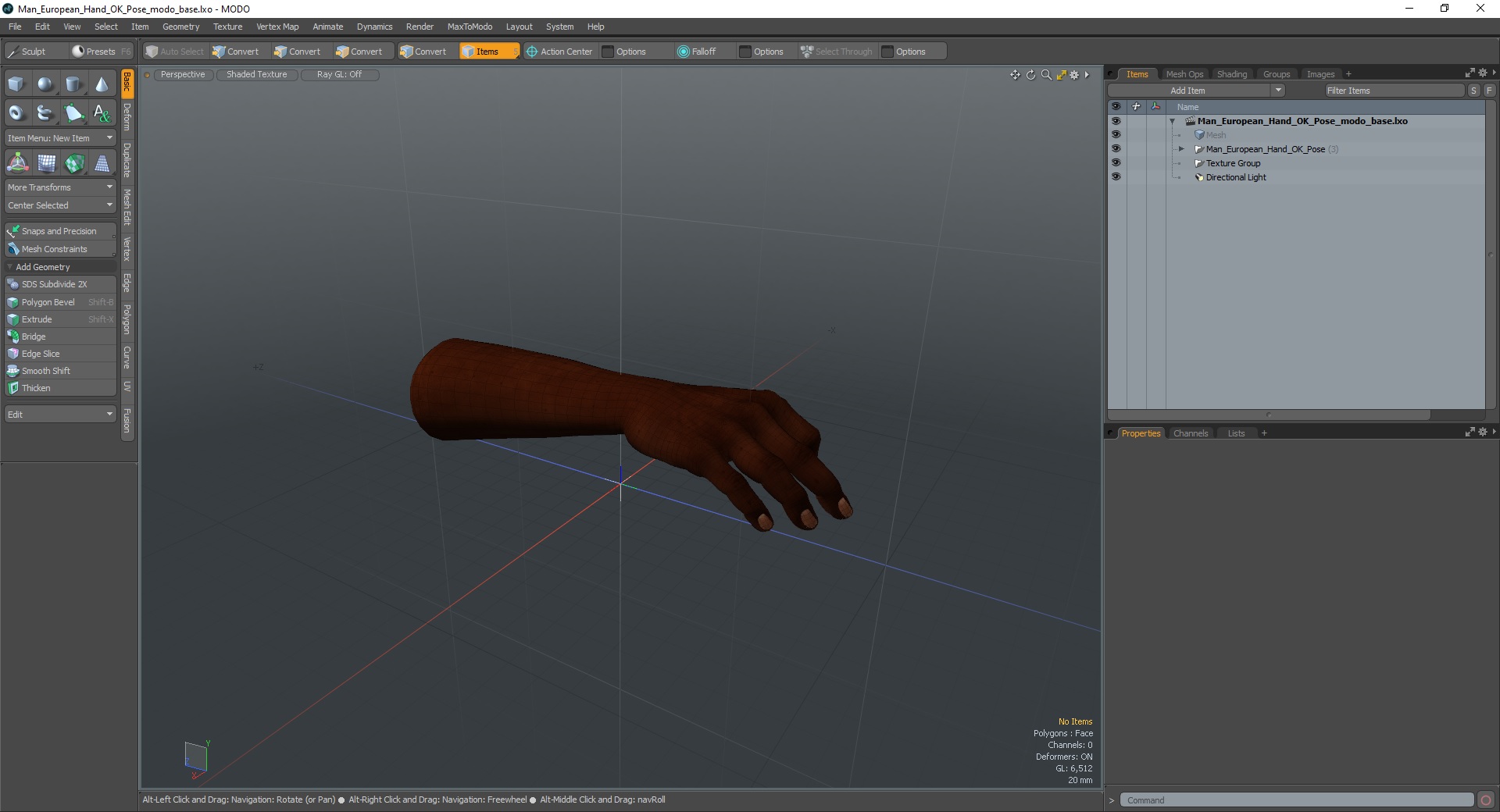 3D model Man European Hand OK Pose