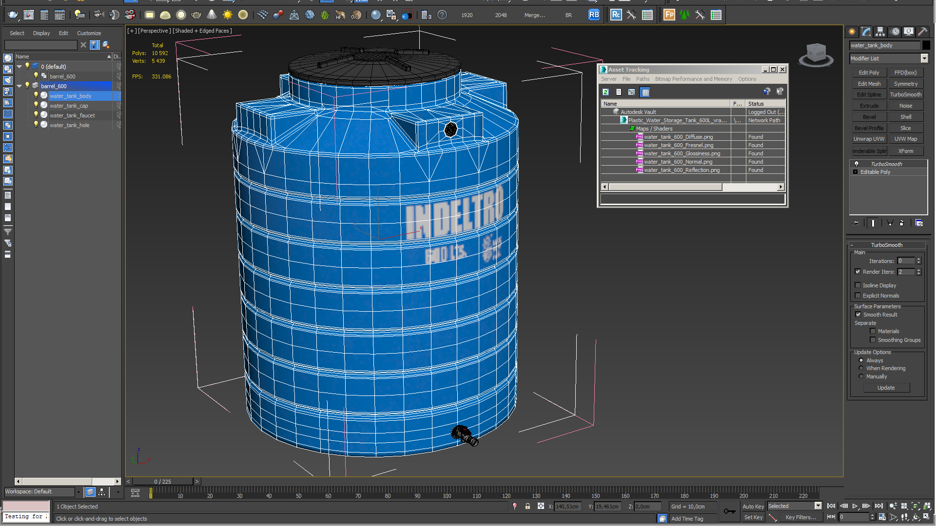 3D Plastic Water Storage Tank 600L