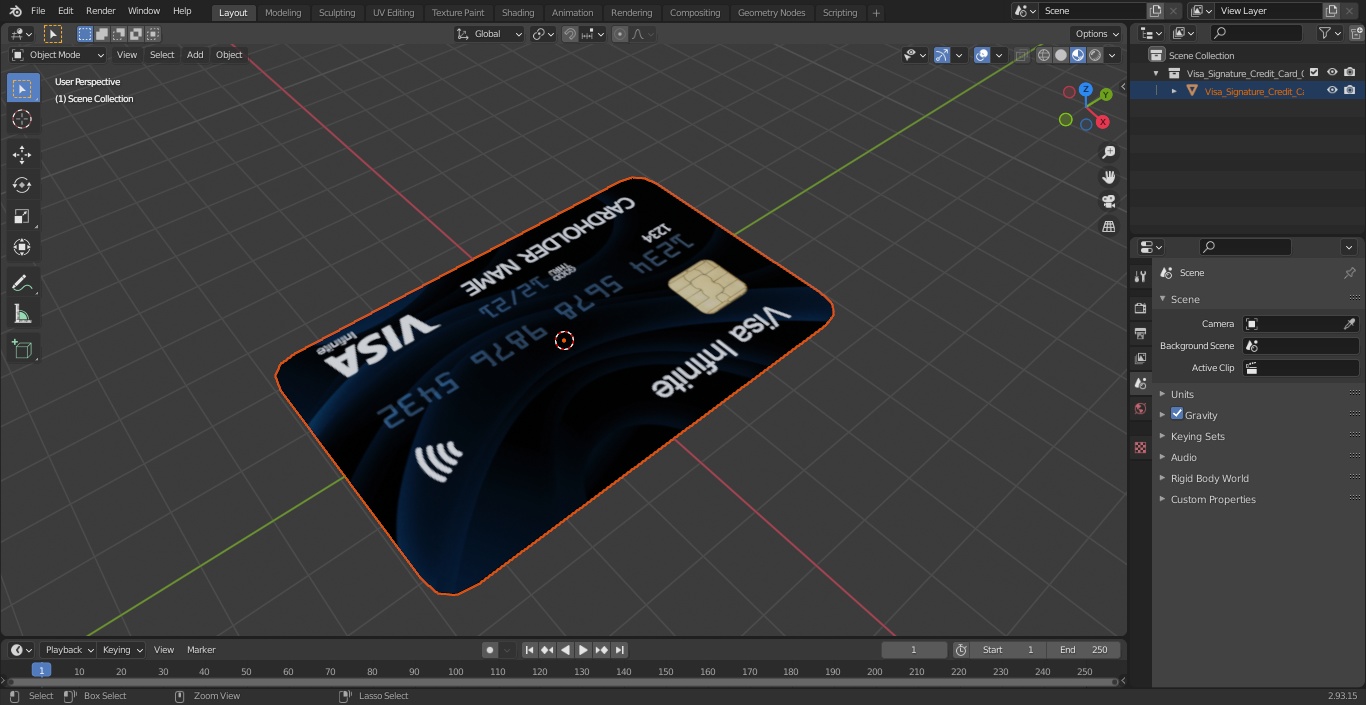 3D Visa Signature Credit Card