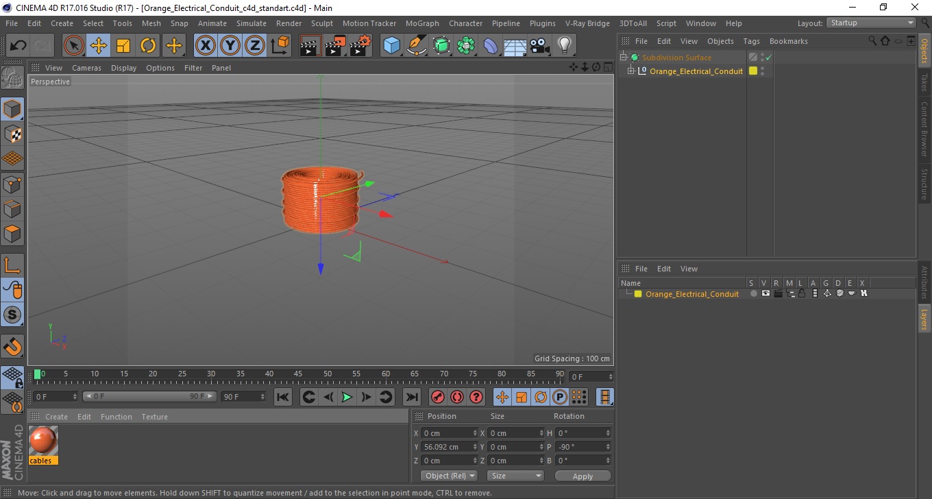 3D model Orange Electrical Conduit