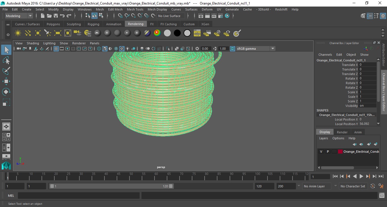 3D model Orange Electrical Conduit