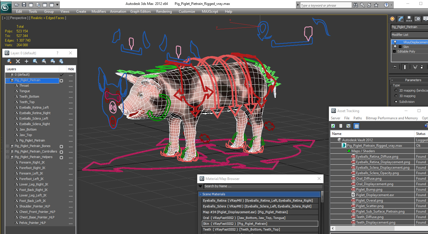 3D Pig Piglet Pietrain Rigged