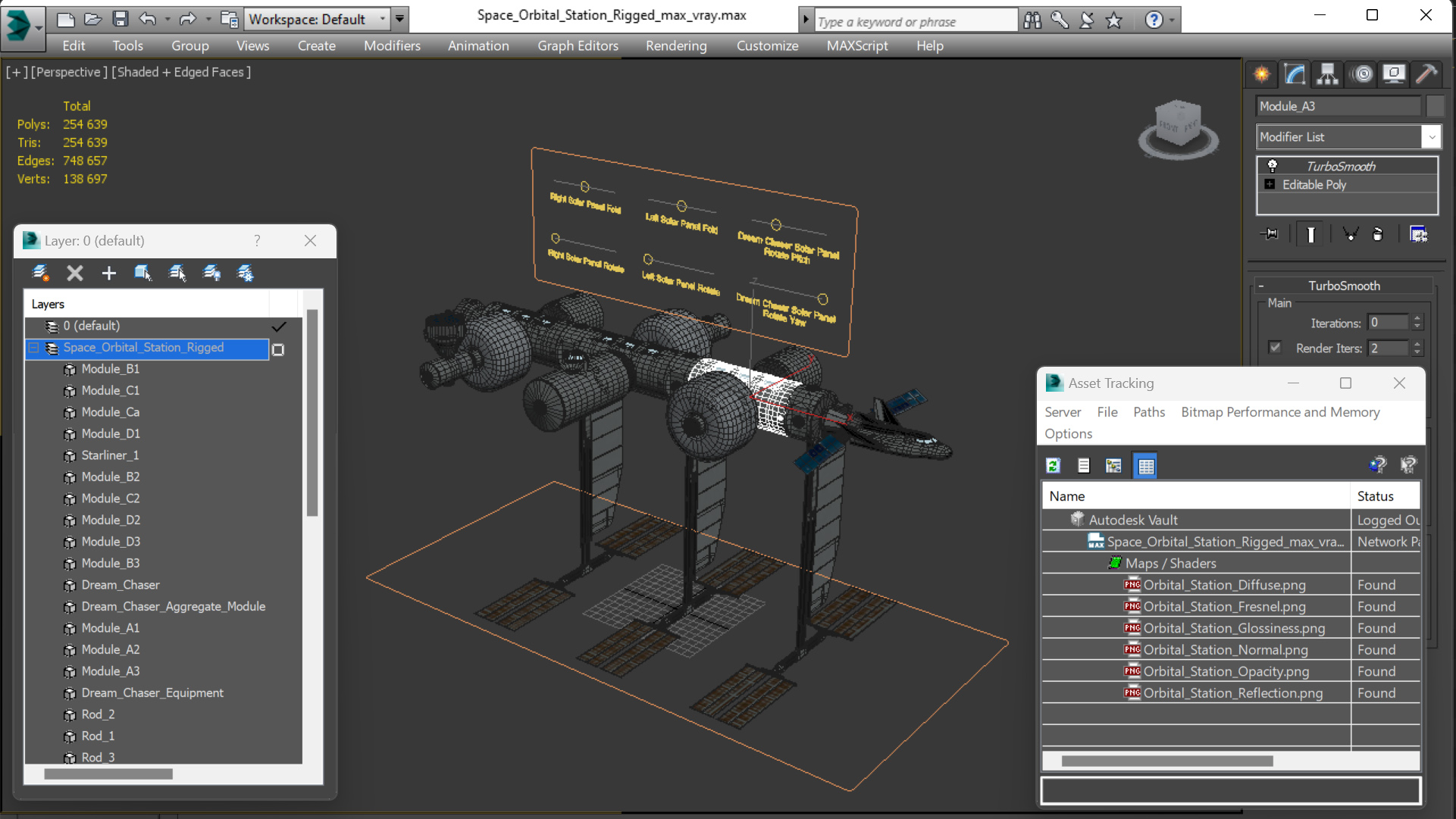 Space Orbital Station Rigged for Cinema 4D 3D