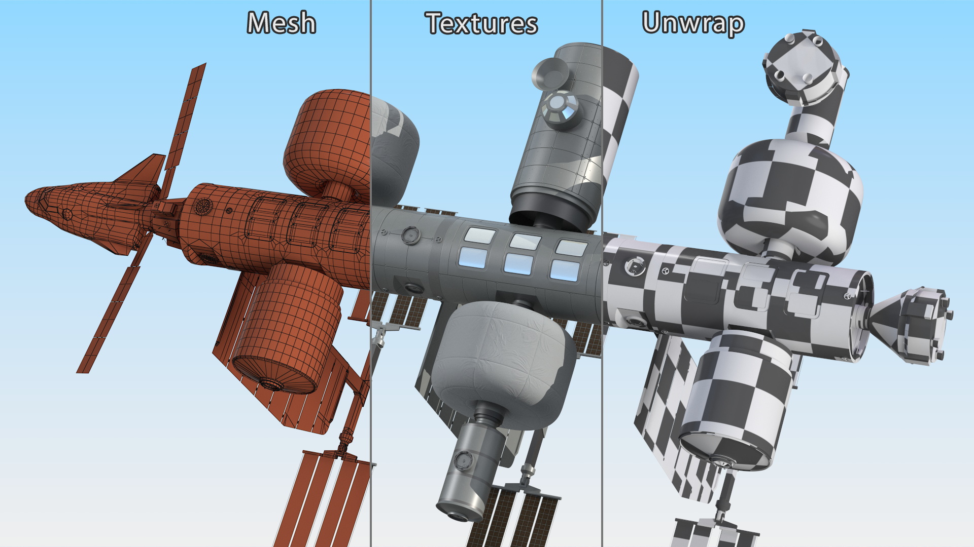 Space Orbital Station Rigged for Cinema 4D 3D