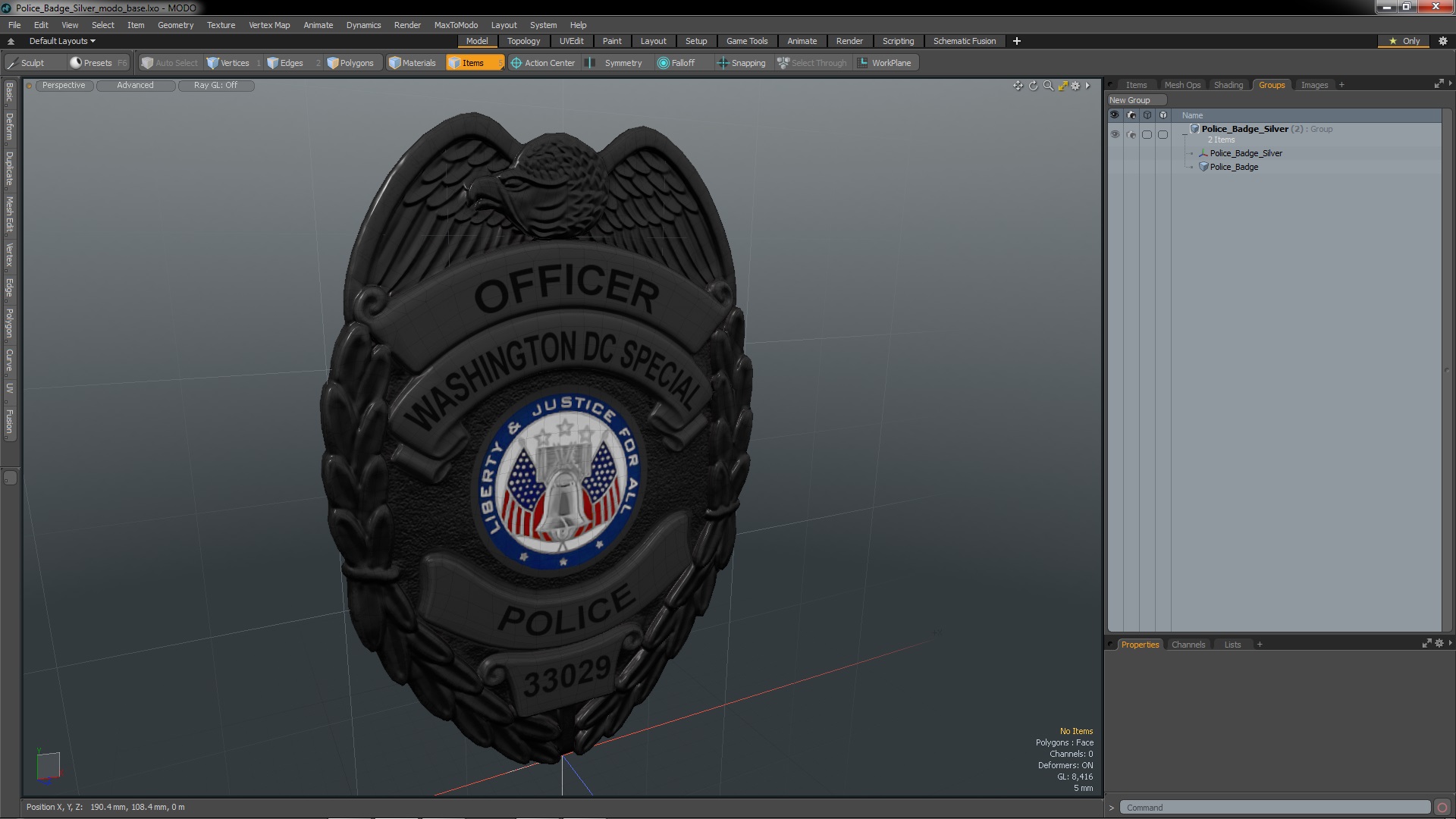 Police Badge Silver 3D model