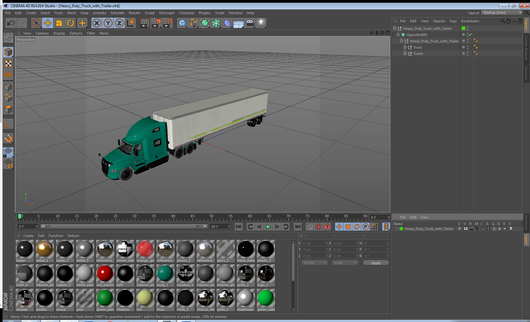 Heavy Duty Truck with Trailer 3D model