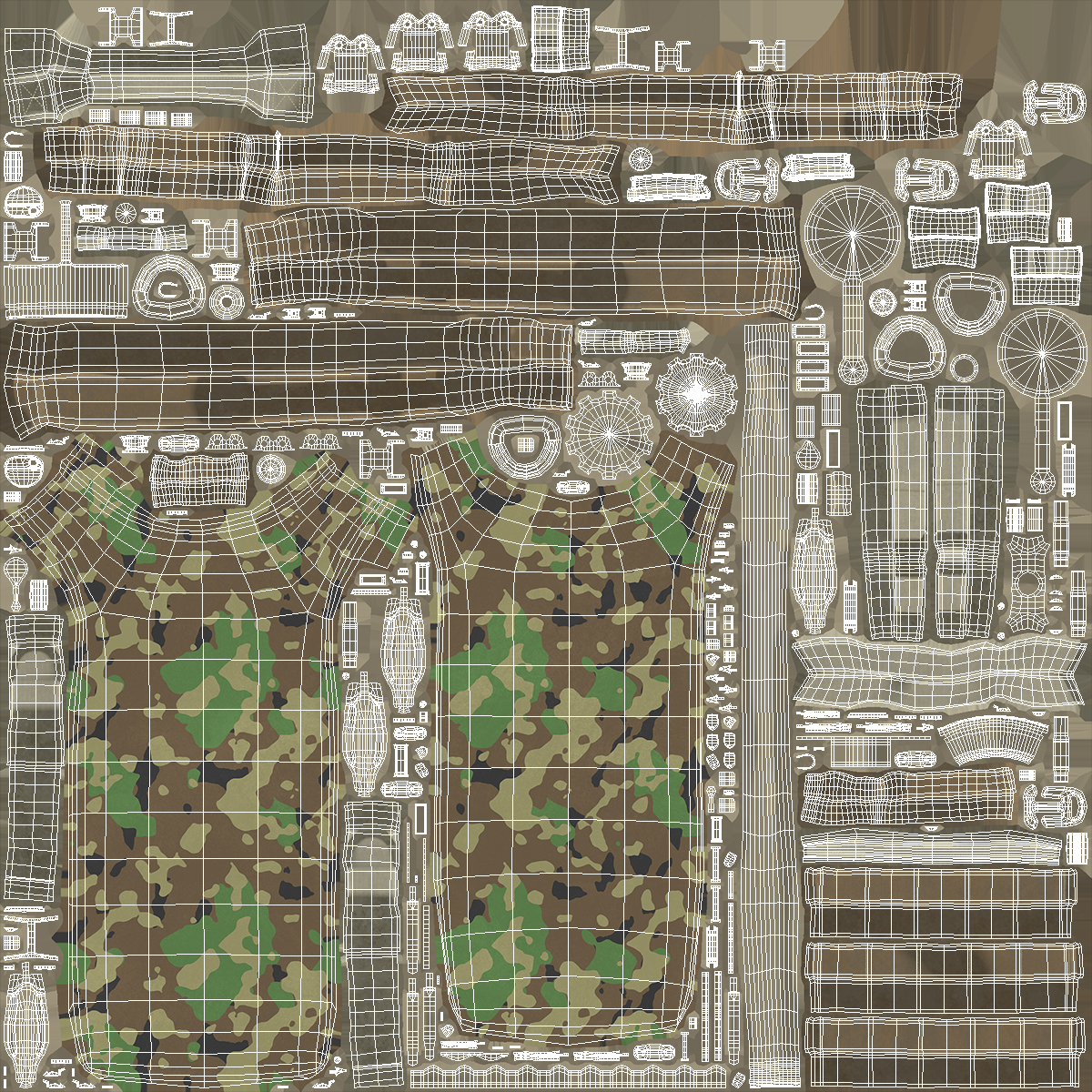 Hydration Backpack Carrier Camouflage Color Lying 3D model