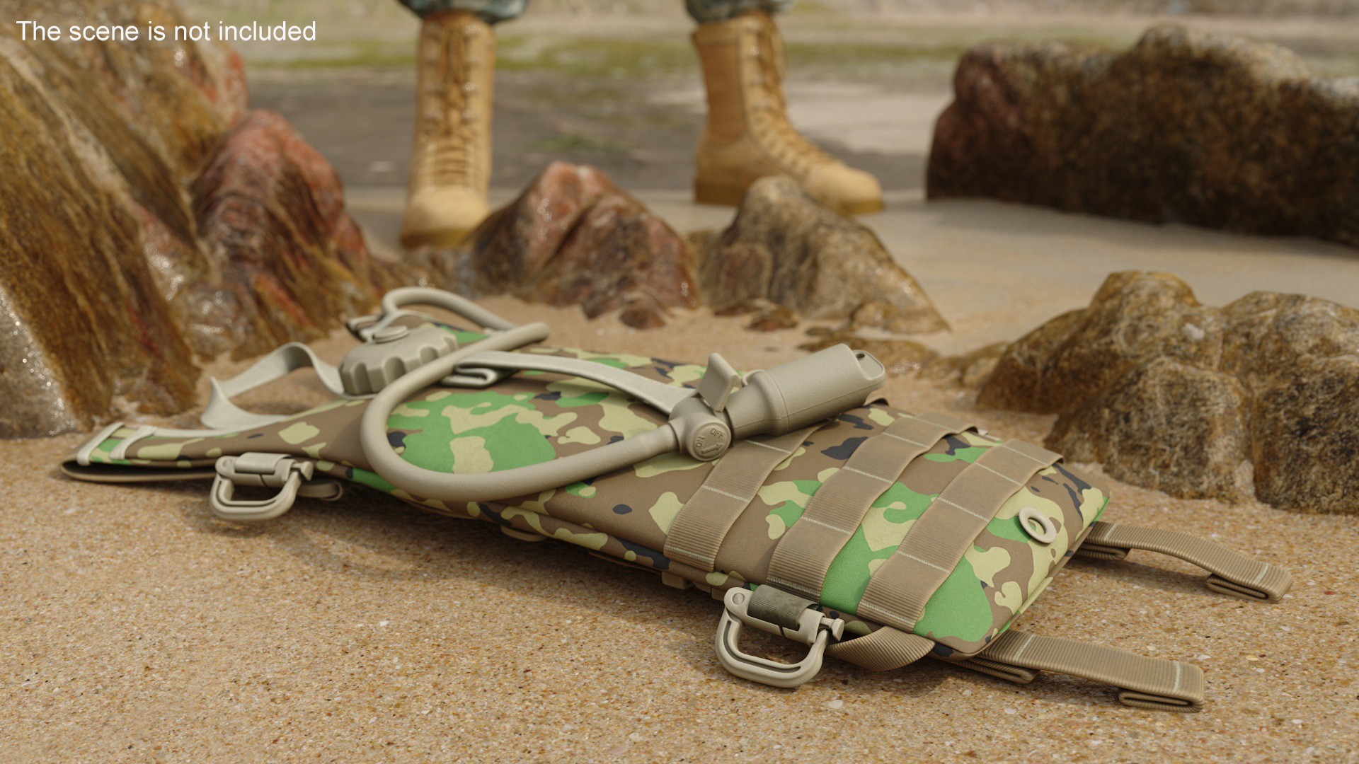Hydration Backpack Carrier Camouflage Color Lying 3D model