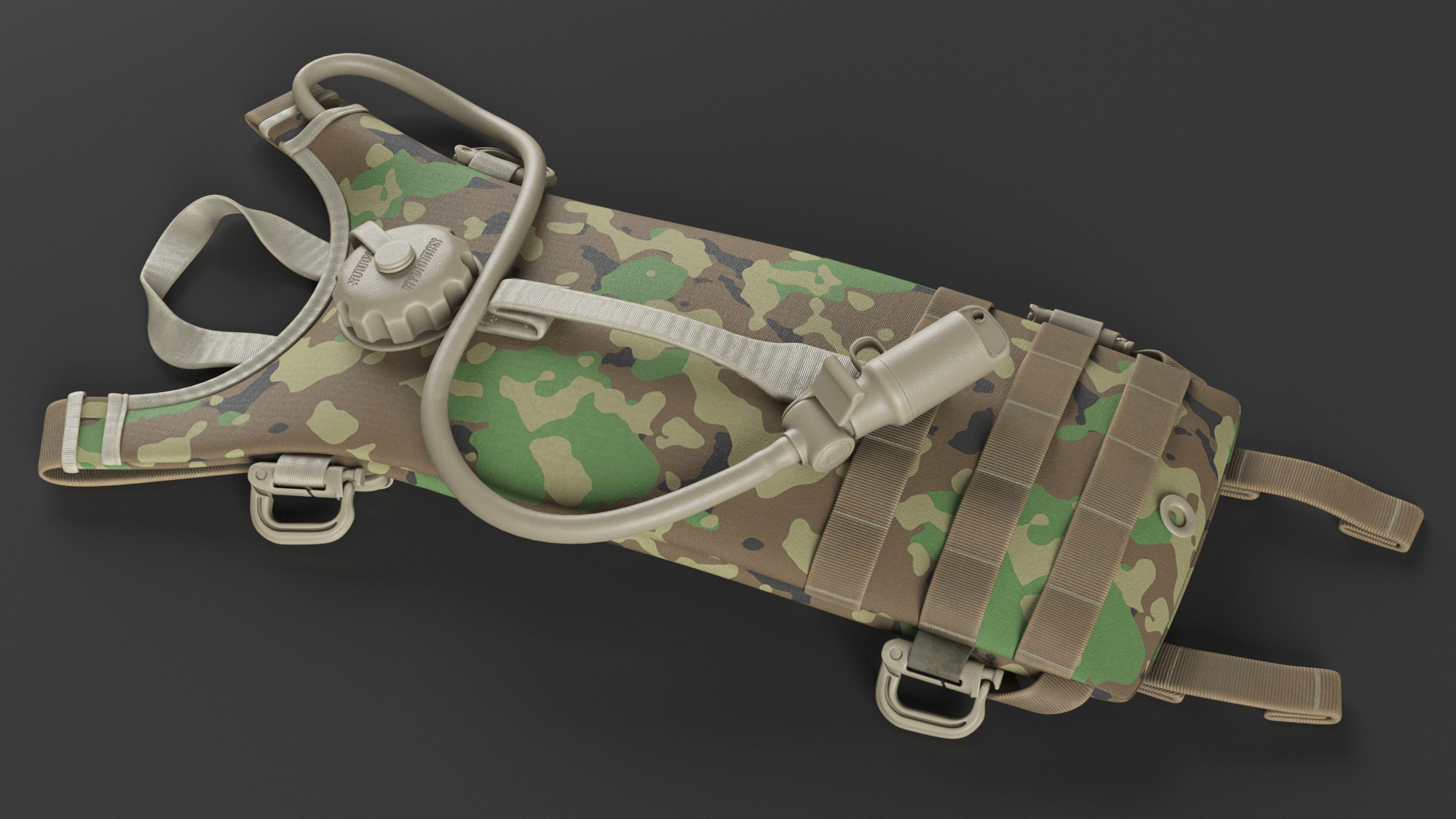 Hydration Backpack Carrier Camouflage Color Lying 3D model