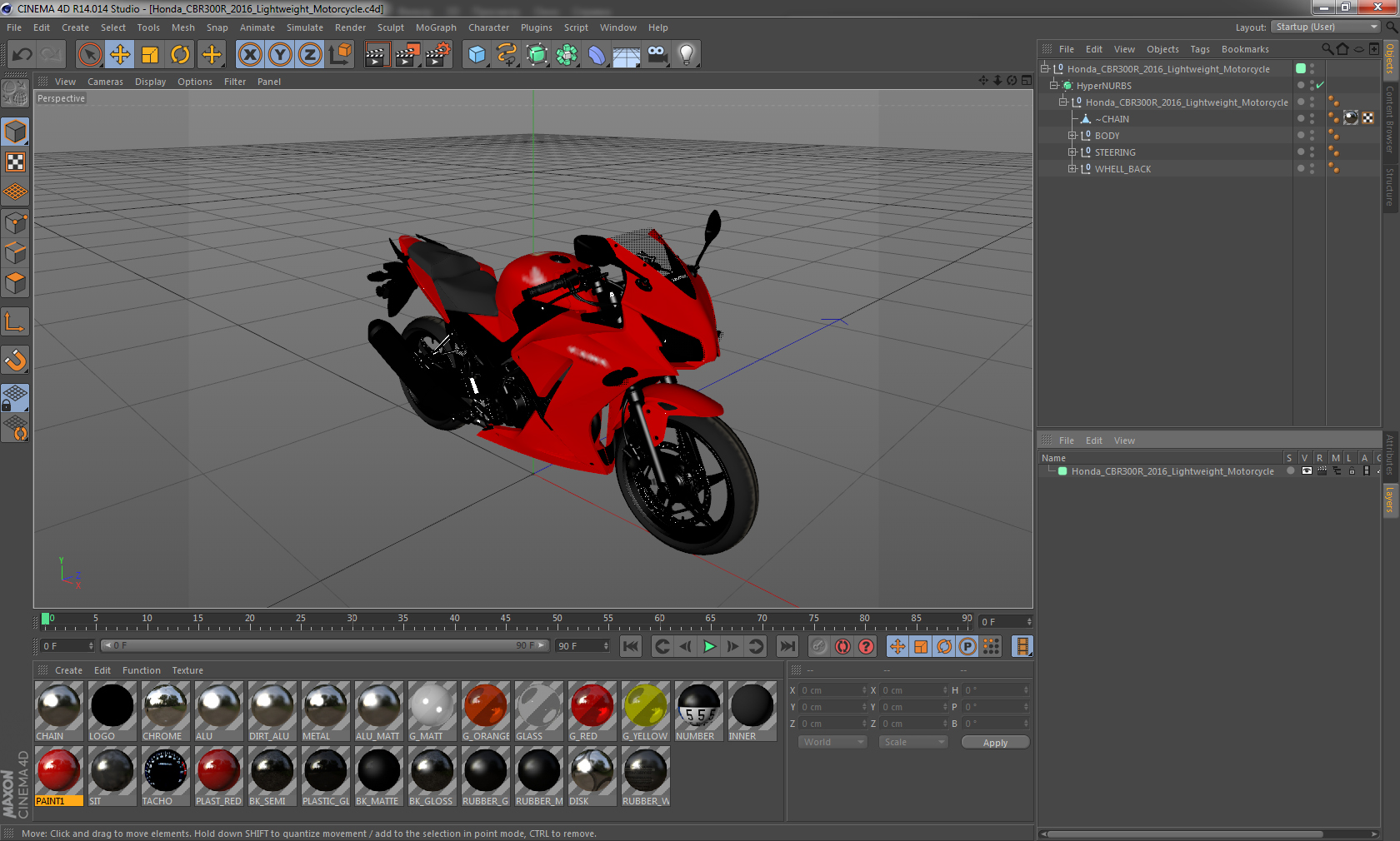 3D Honda CBR300R 2016 Lightweight Motorcycle