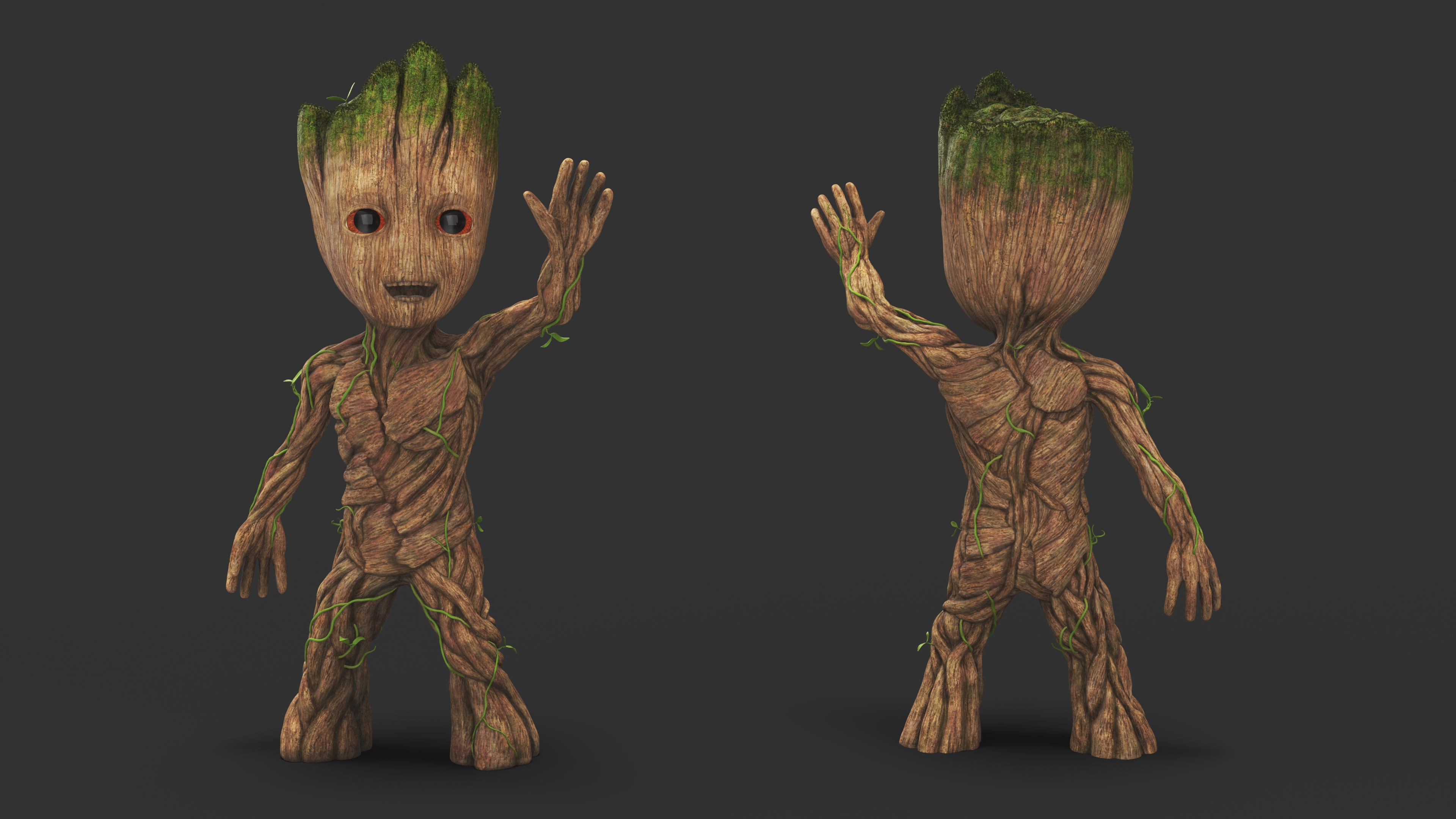 3D Groot Waving His Hand