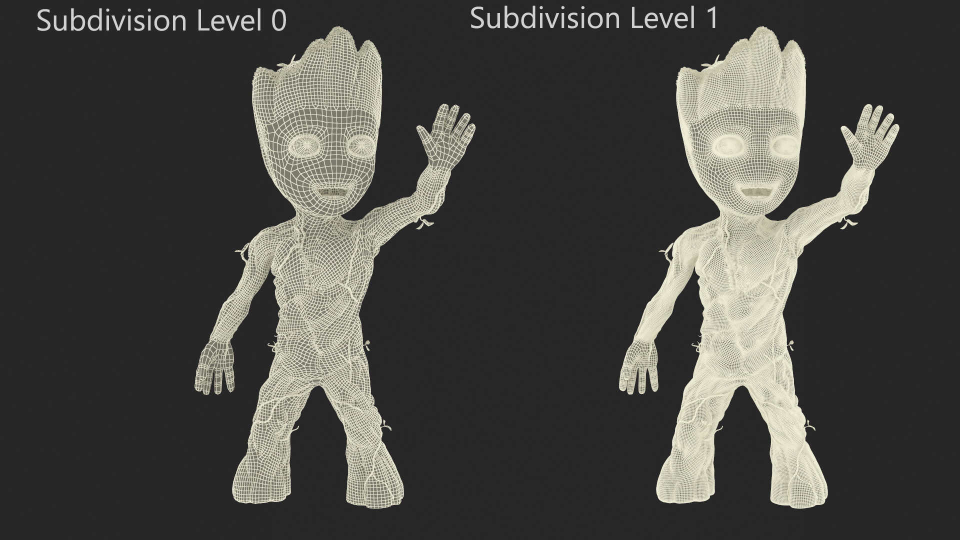 3D Groot Waving His Hand
