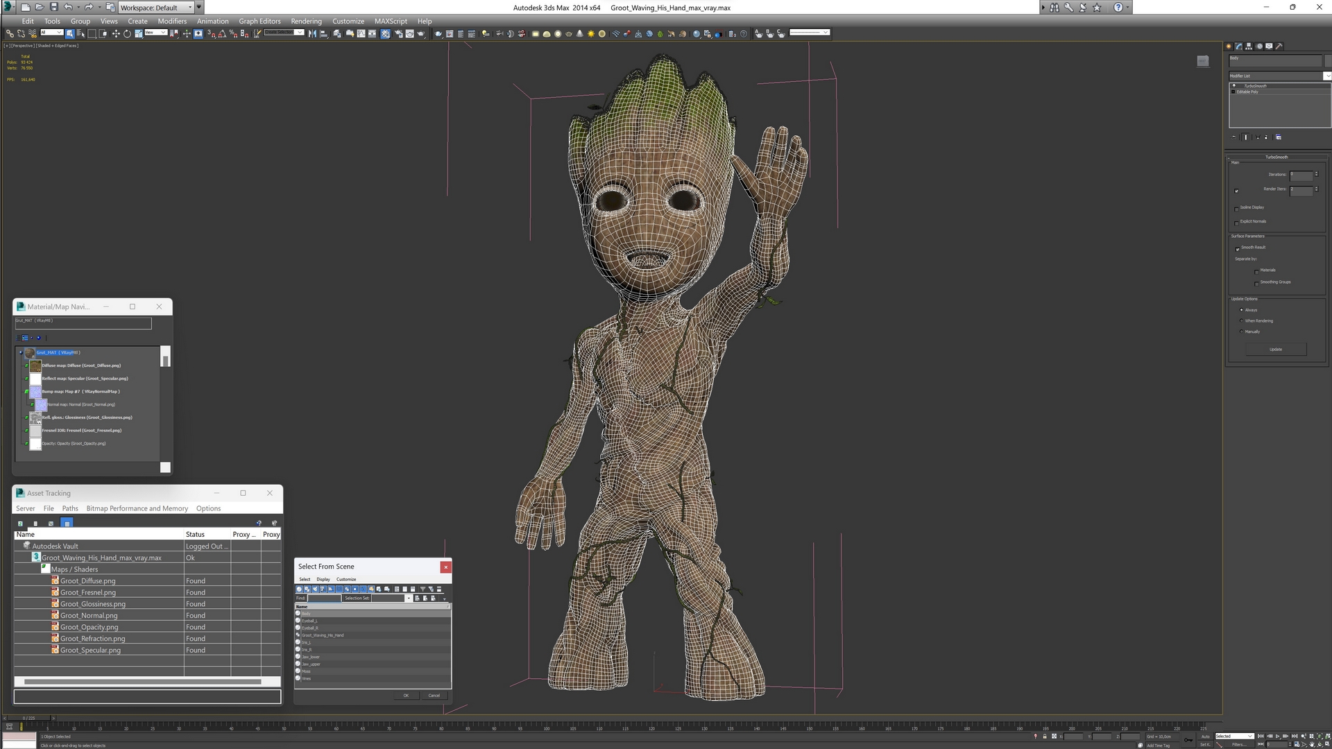 3D Groot Waving His Hand