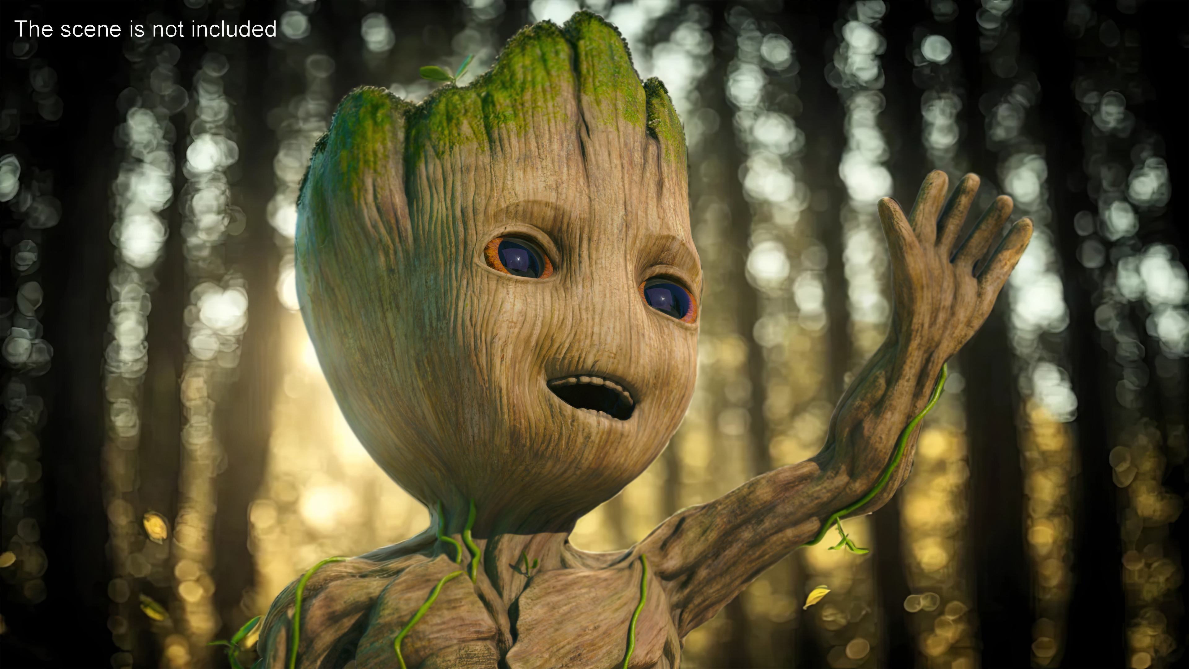 3D Groot Waving His Hand