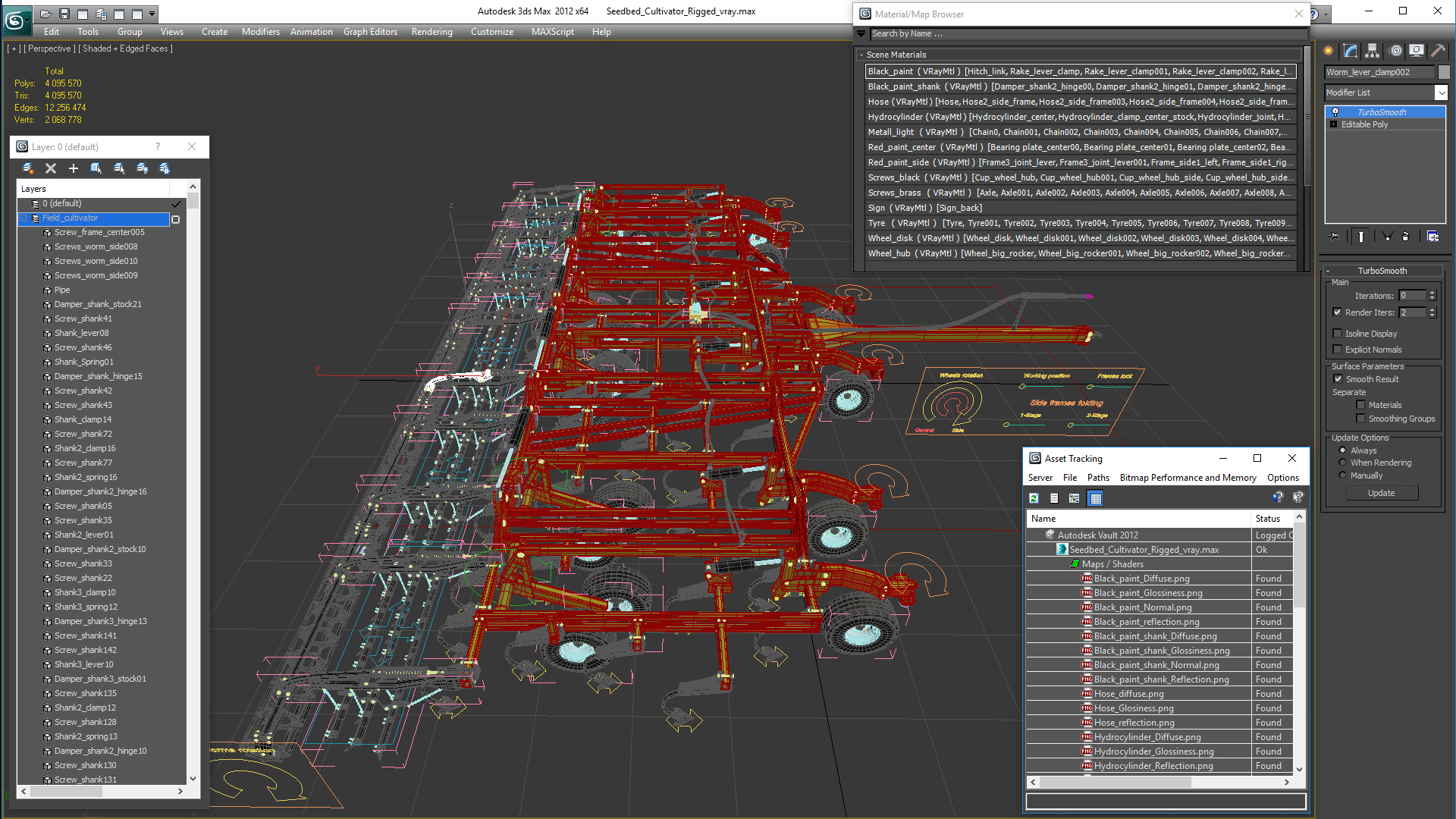 3D model Seedbed Cultivator Rigged