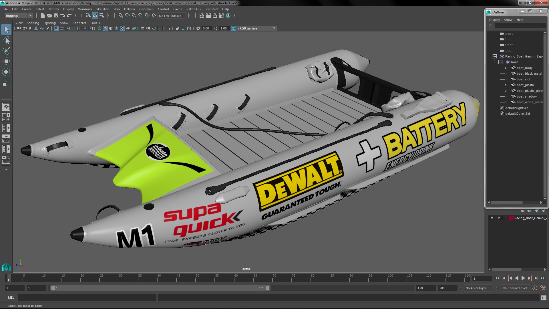 3D Racing Boat Gemini Zapcat F1 Grey model
