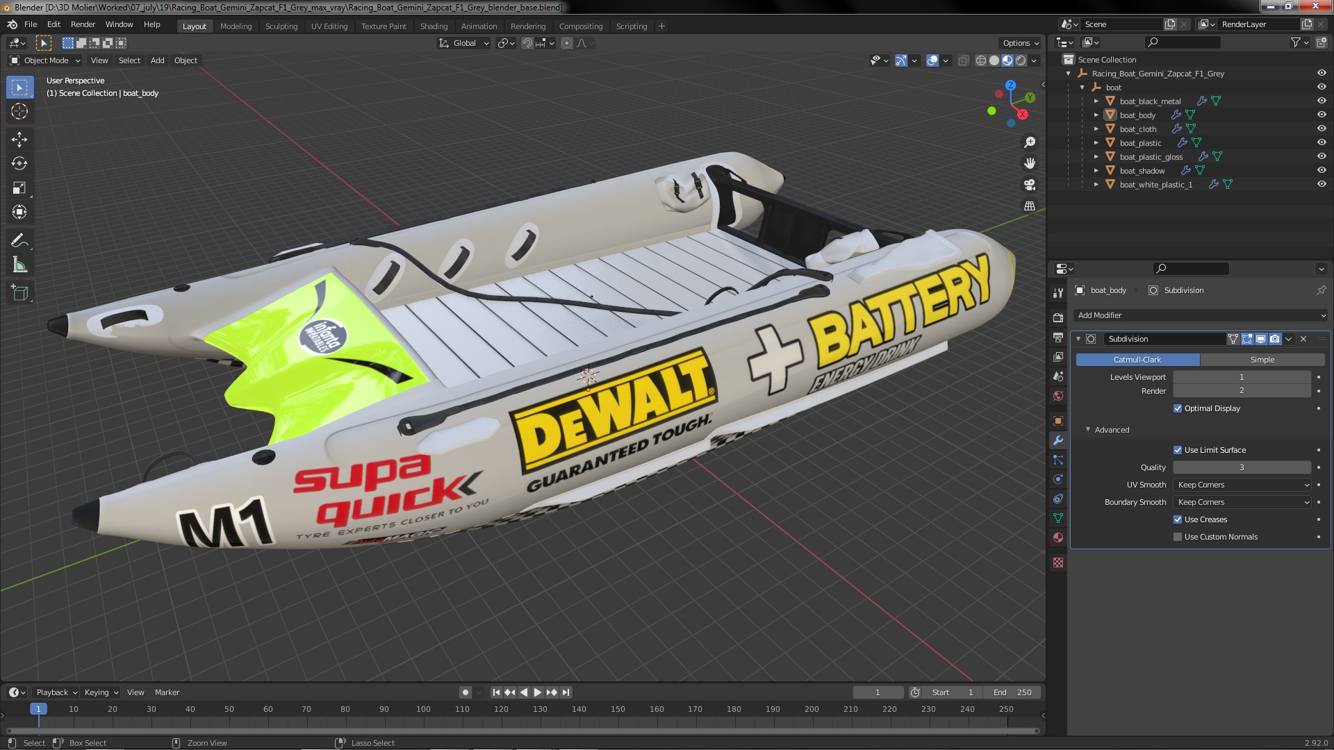 3D Racing Boat Gemini Zapcat F1 Grey model