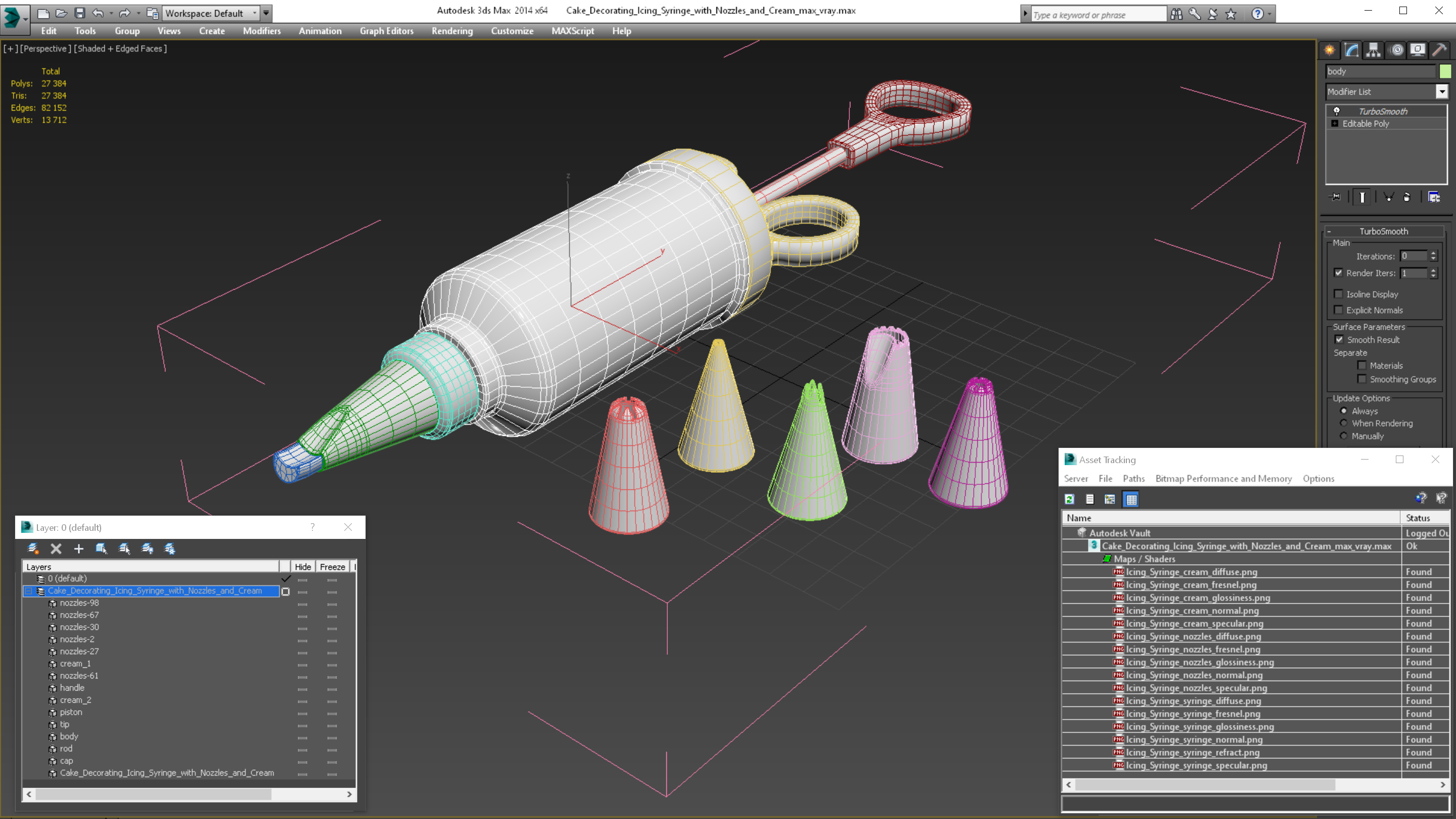 Cake Decorating Icing Syringe with Nozzles and Cream 3D