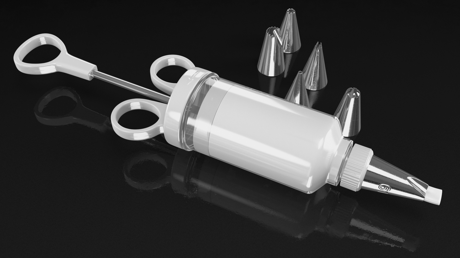Cake Decorating Icing Syringe with Nozzles and Cream 3D