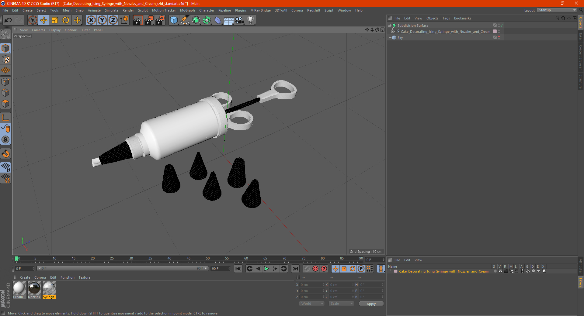 Cake Decorating Icing Syringe with Nozzles and Cream 3D