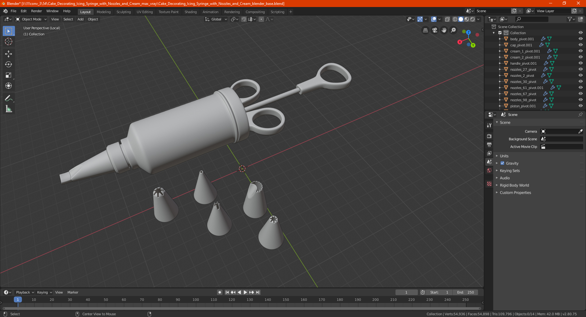 Cake Decorating Icing Syringe with Nozzles and Cream 3D