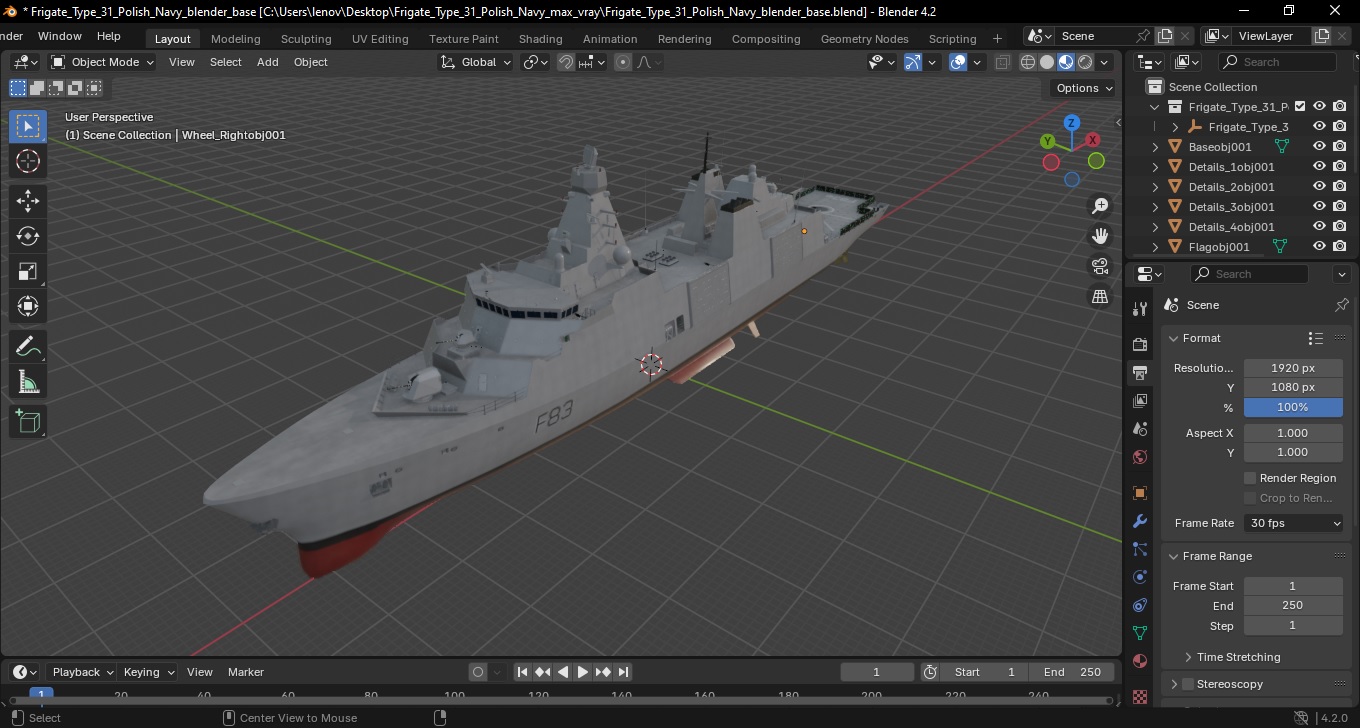 Frigate Type 31 Polish Navy 3D