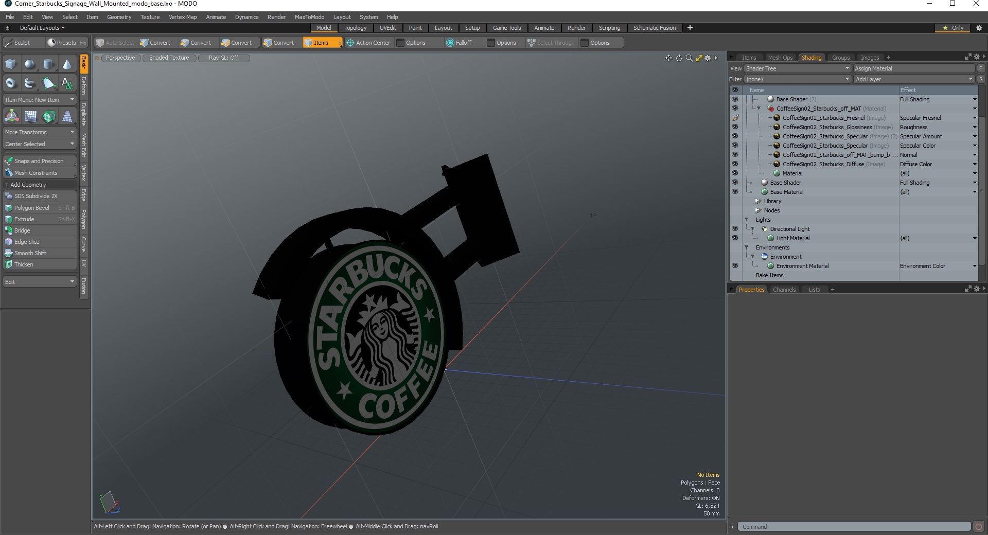 Corner Starbucks Signage Wall Mounted 3D