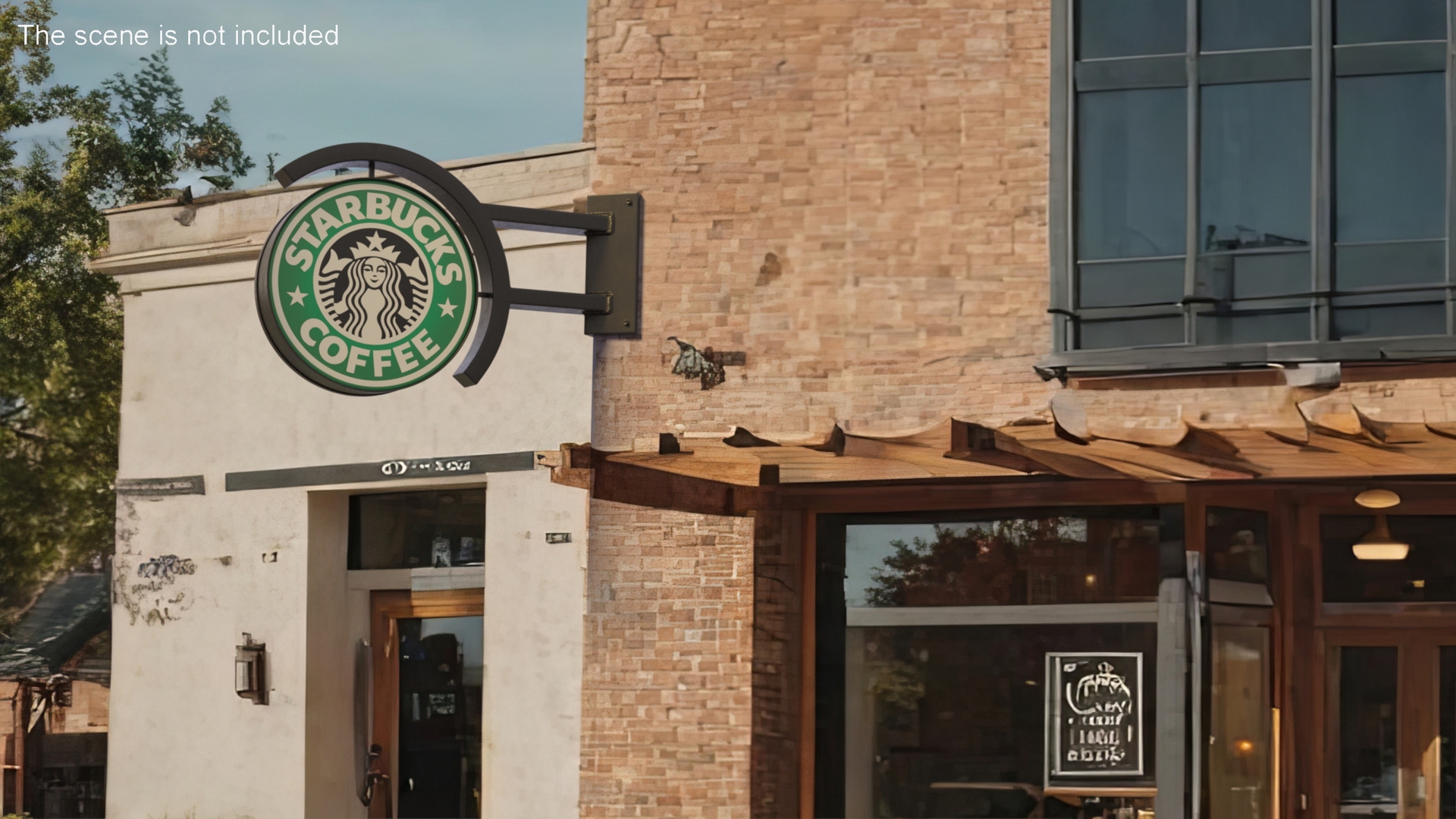 Corner Starbucks Signage Wall Mounted 3D