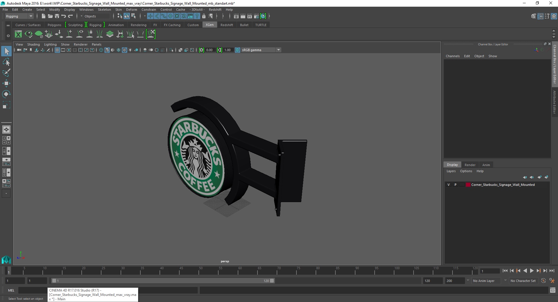 Corner Starbucks Signage Wall Mounted 3D